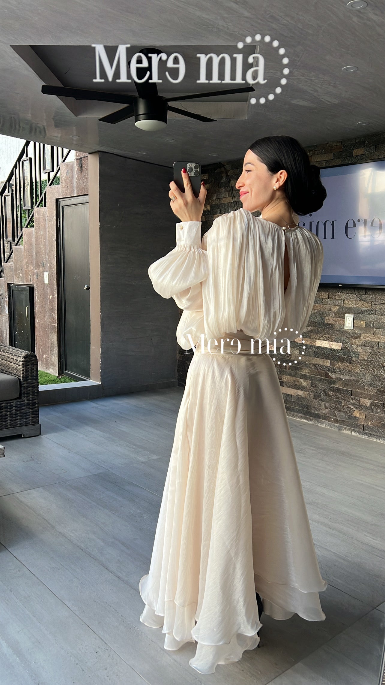 Vestido ivory Olanes largo