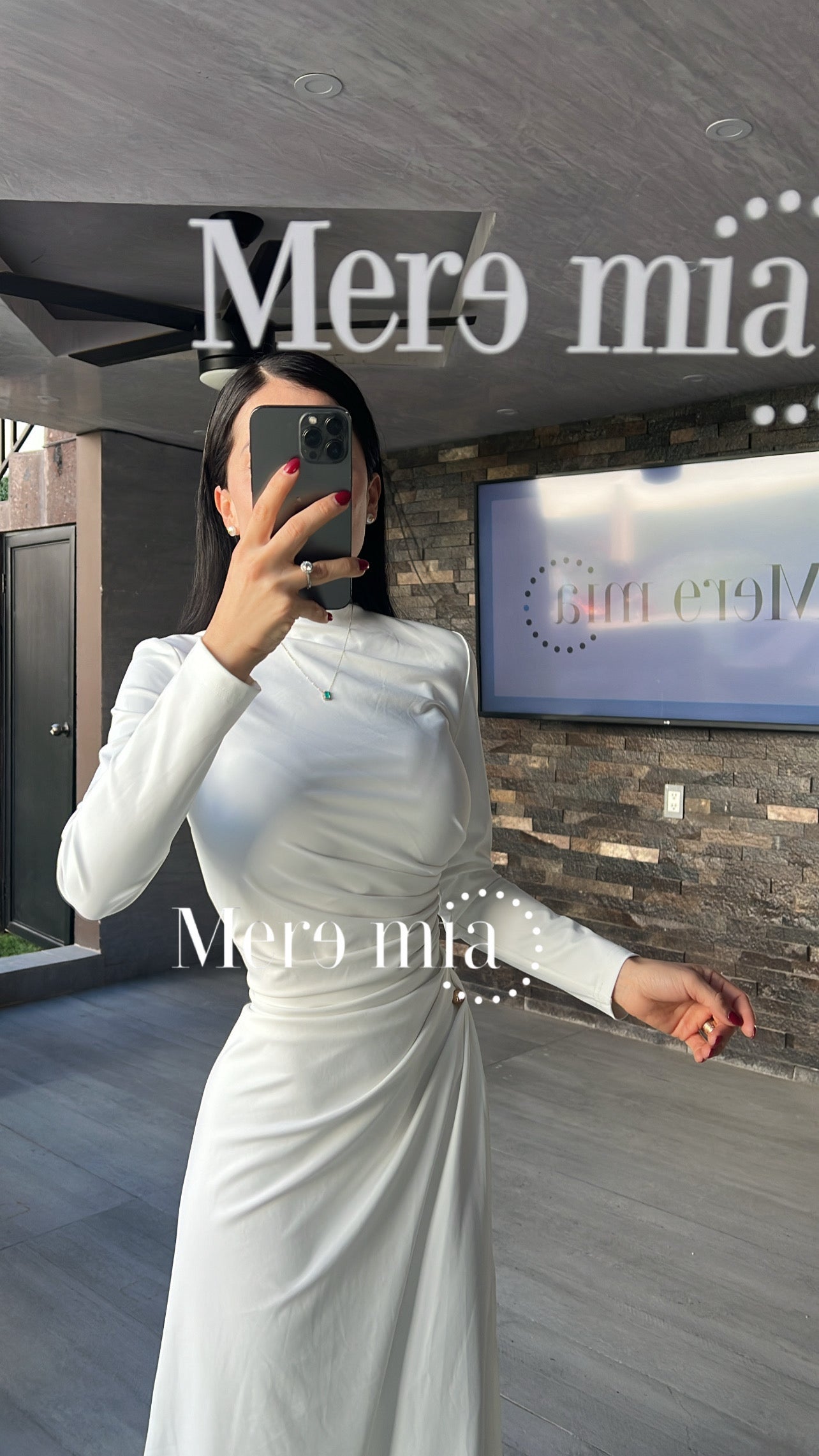 Vestido blanco plisado largo