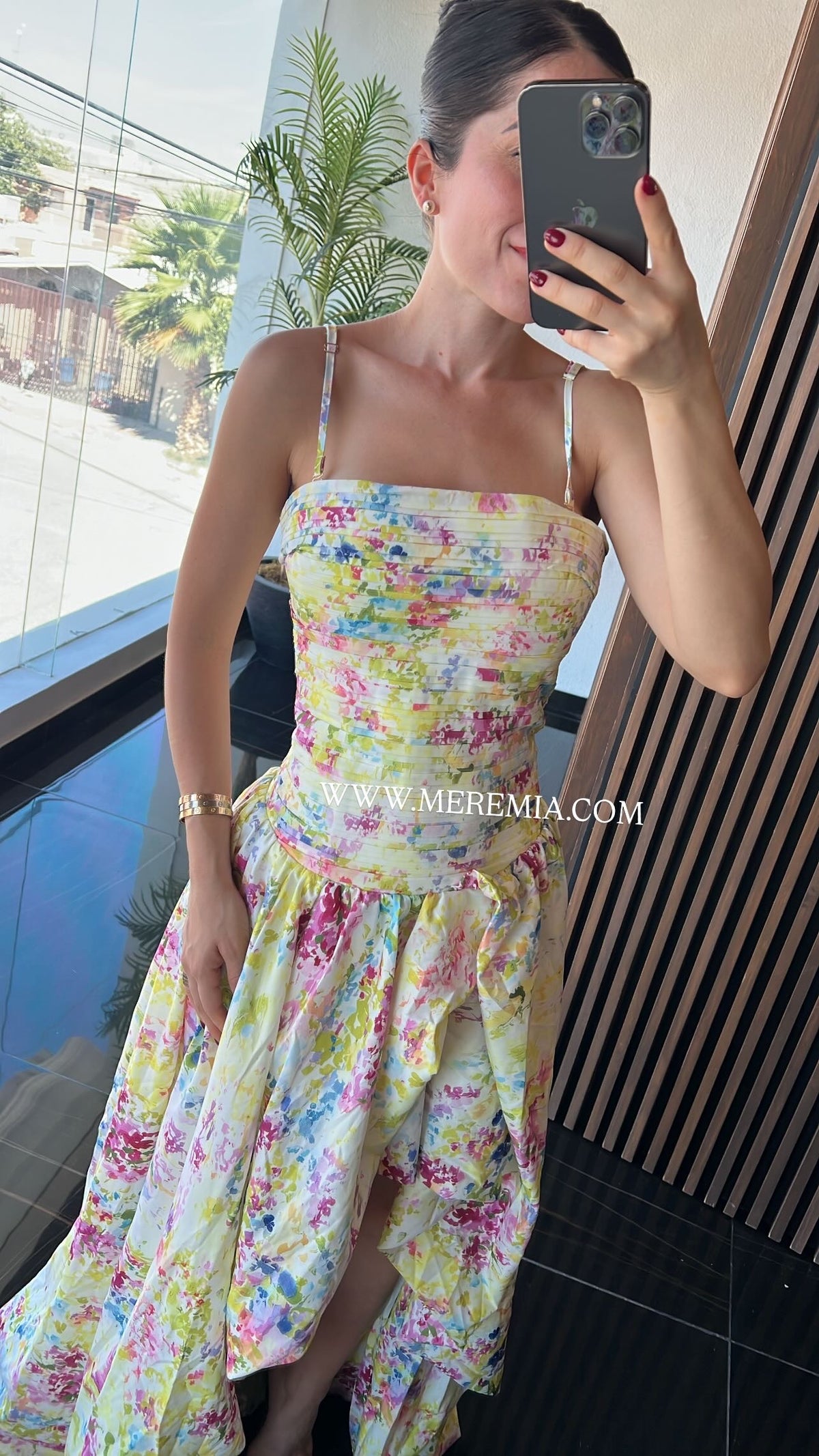 Vestido plisados flores az