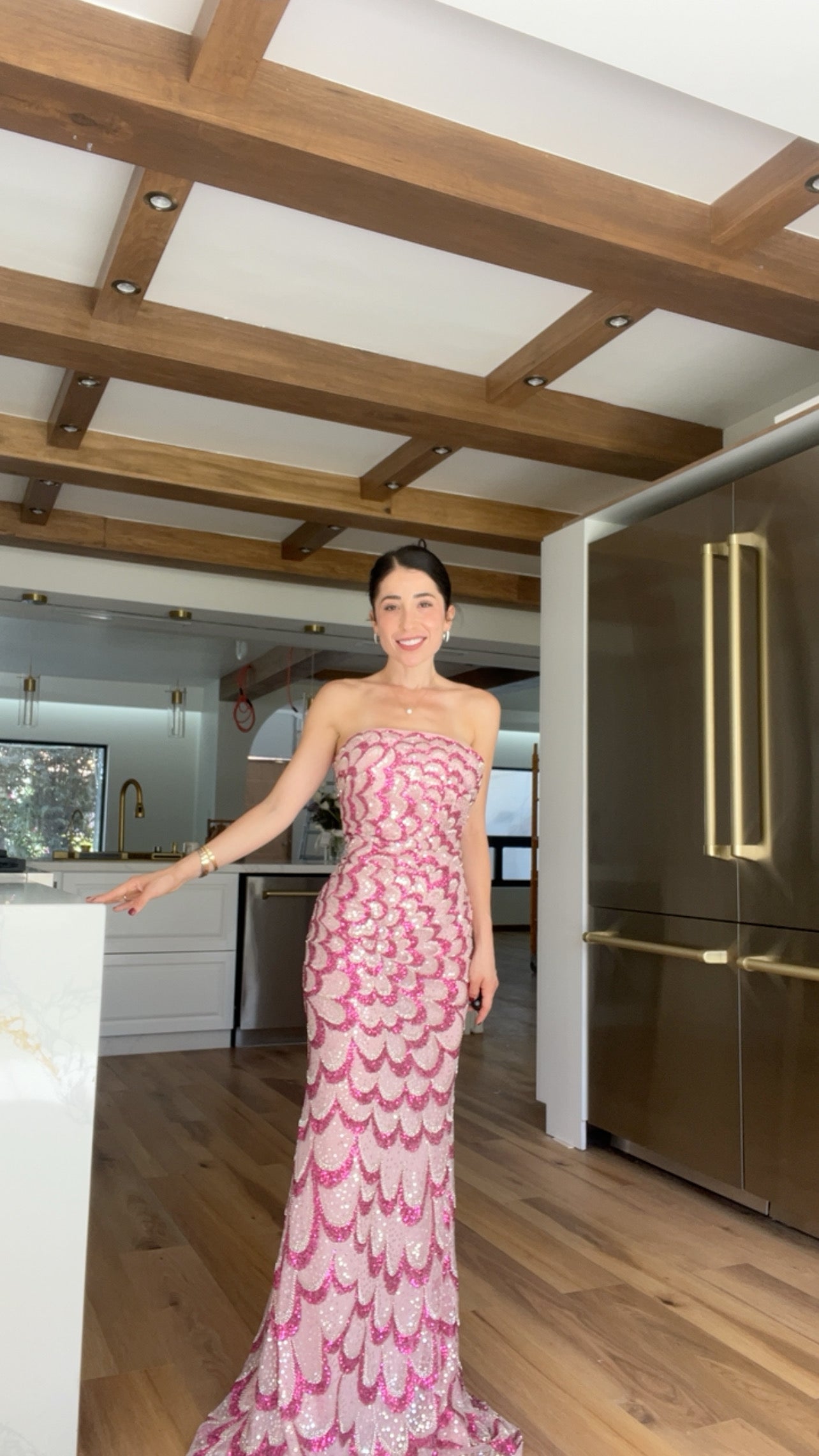 Vestido rosa pétalos lent