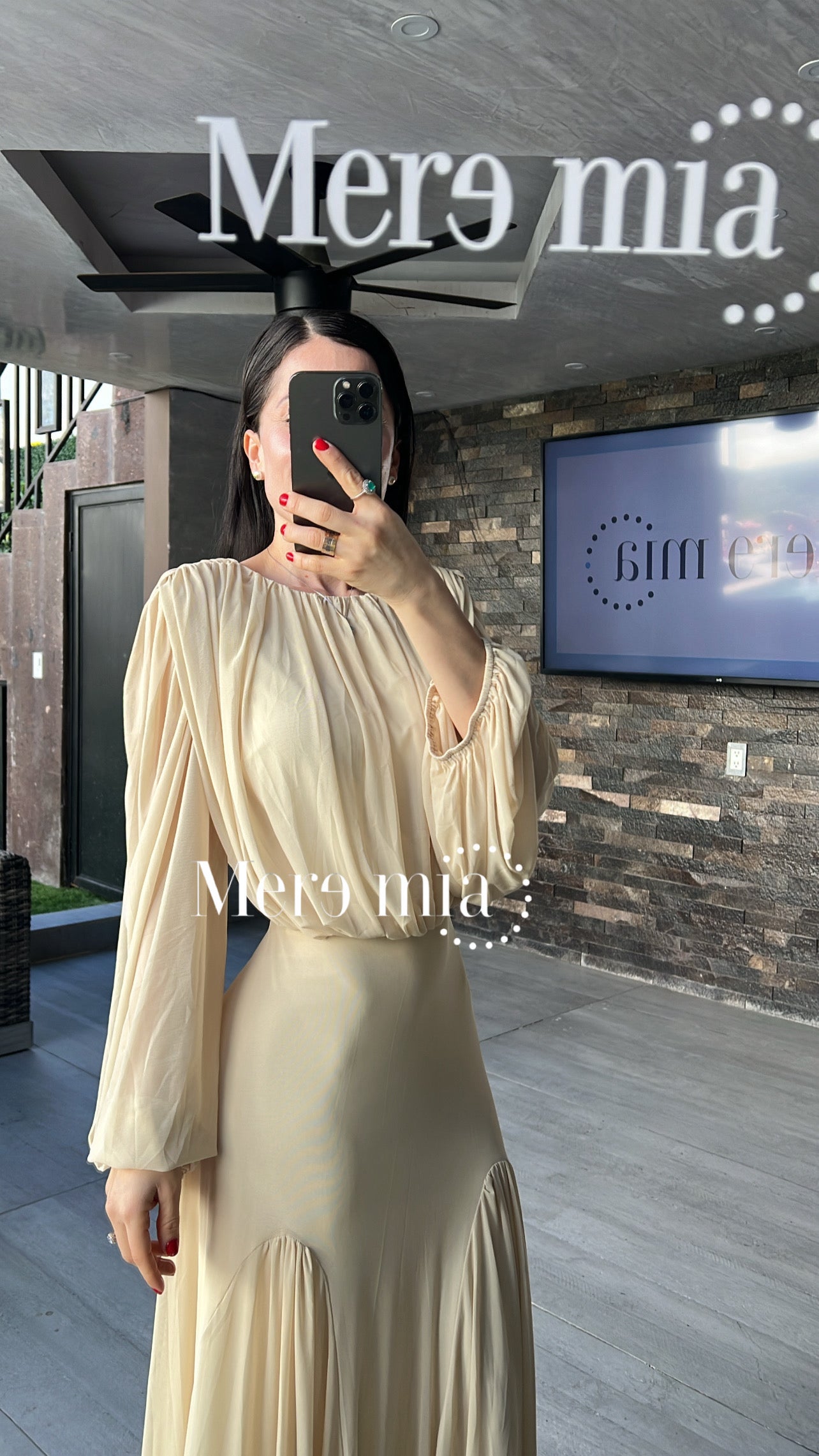 Vestido mangas bomb plisado