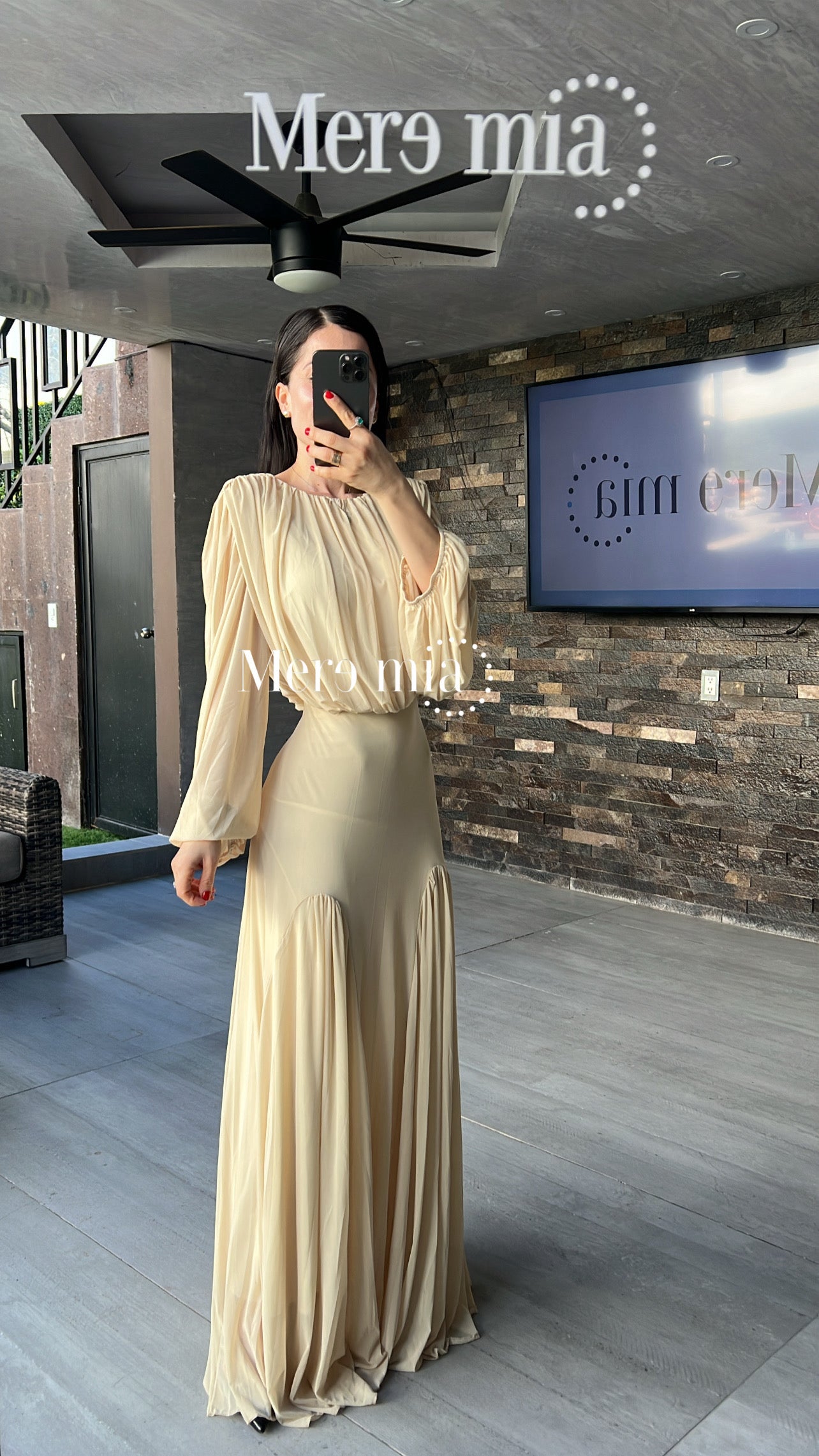 Vestido mangas bomb plisado