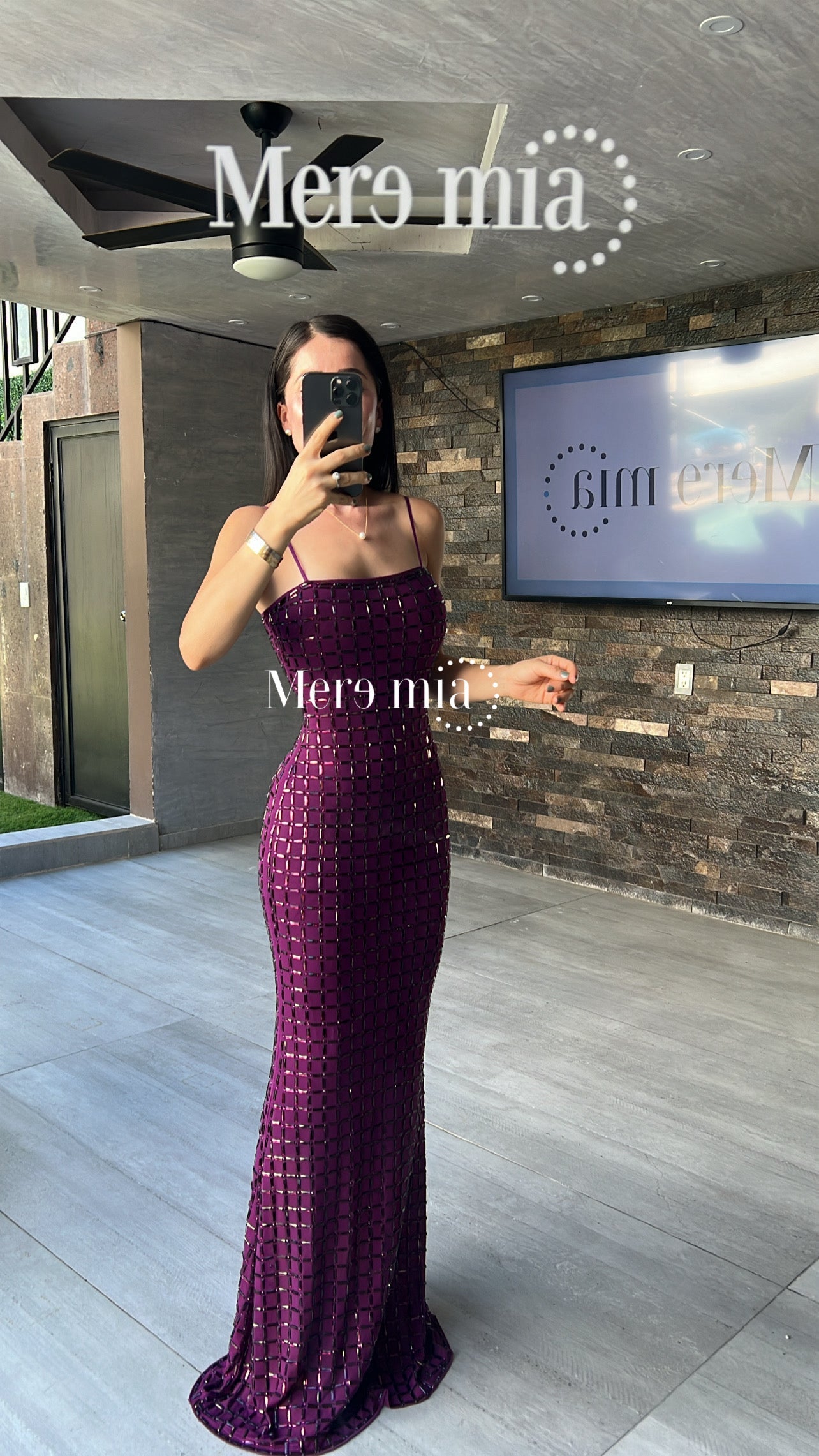 Vestido apl largo cuadros