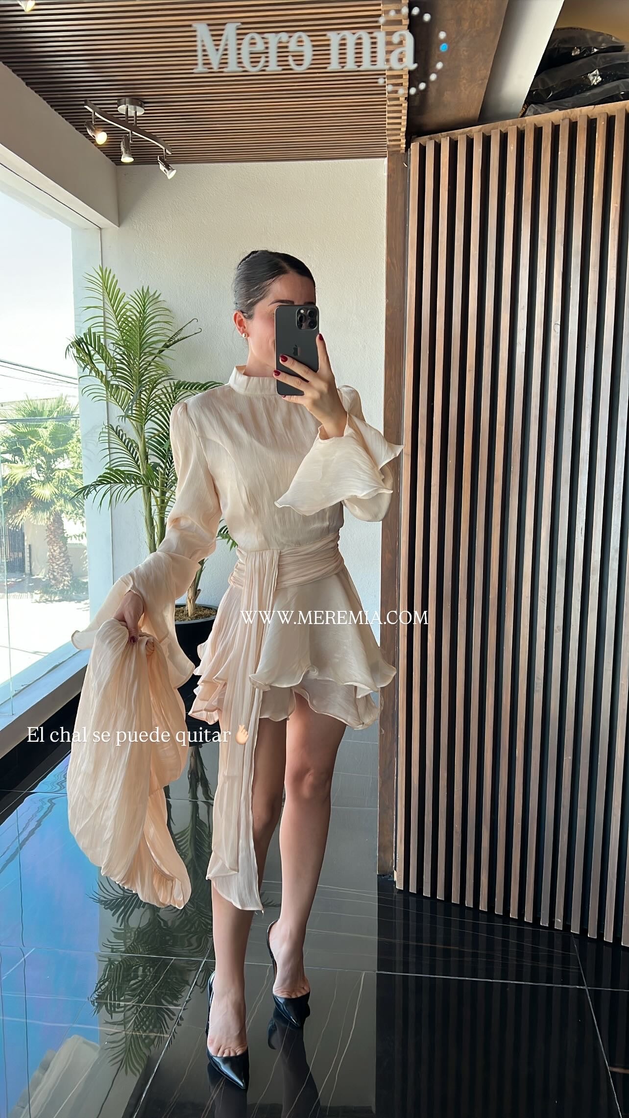 Vestido chal olanes corto