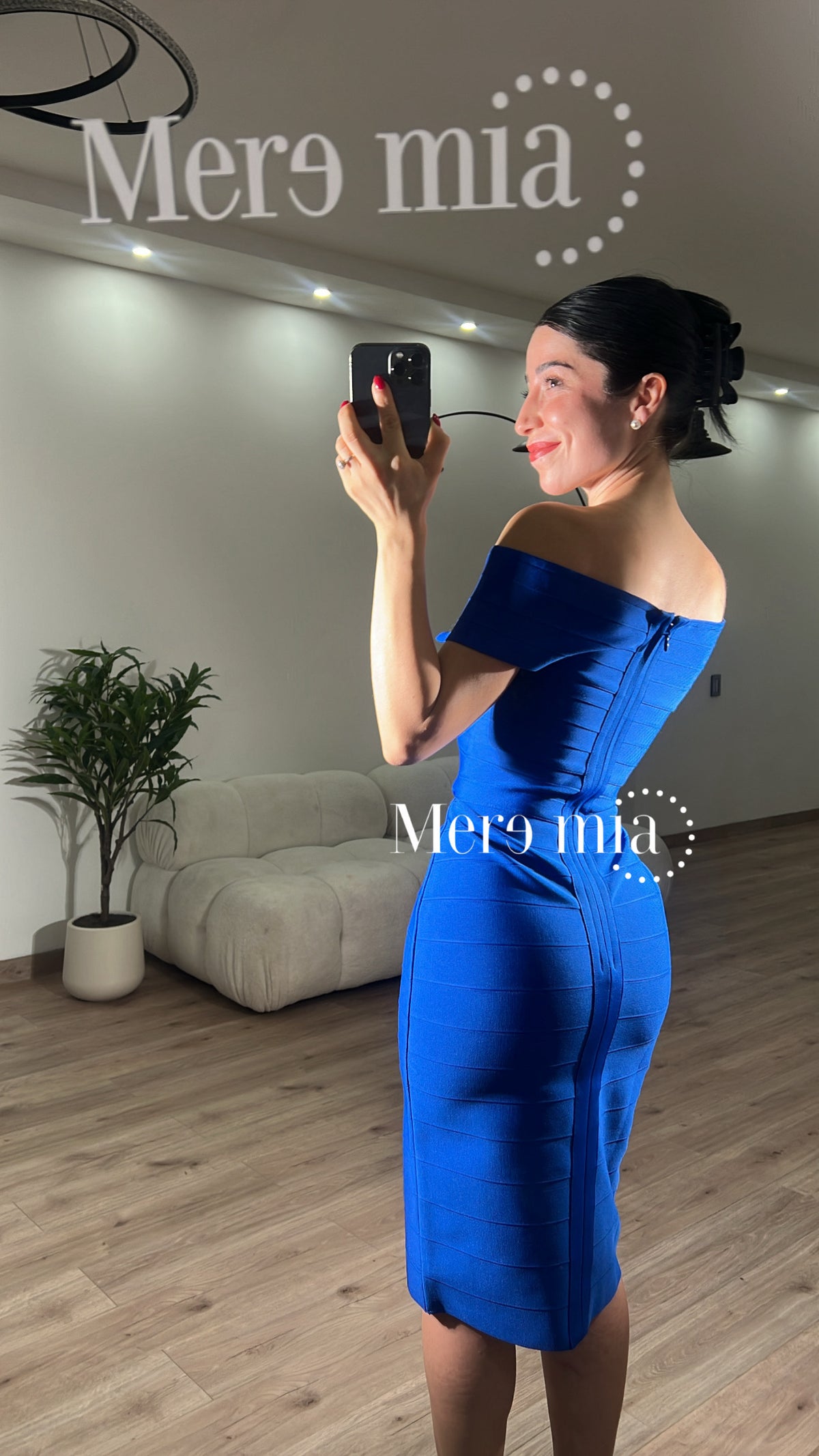 Vestido hombros liso