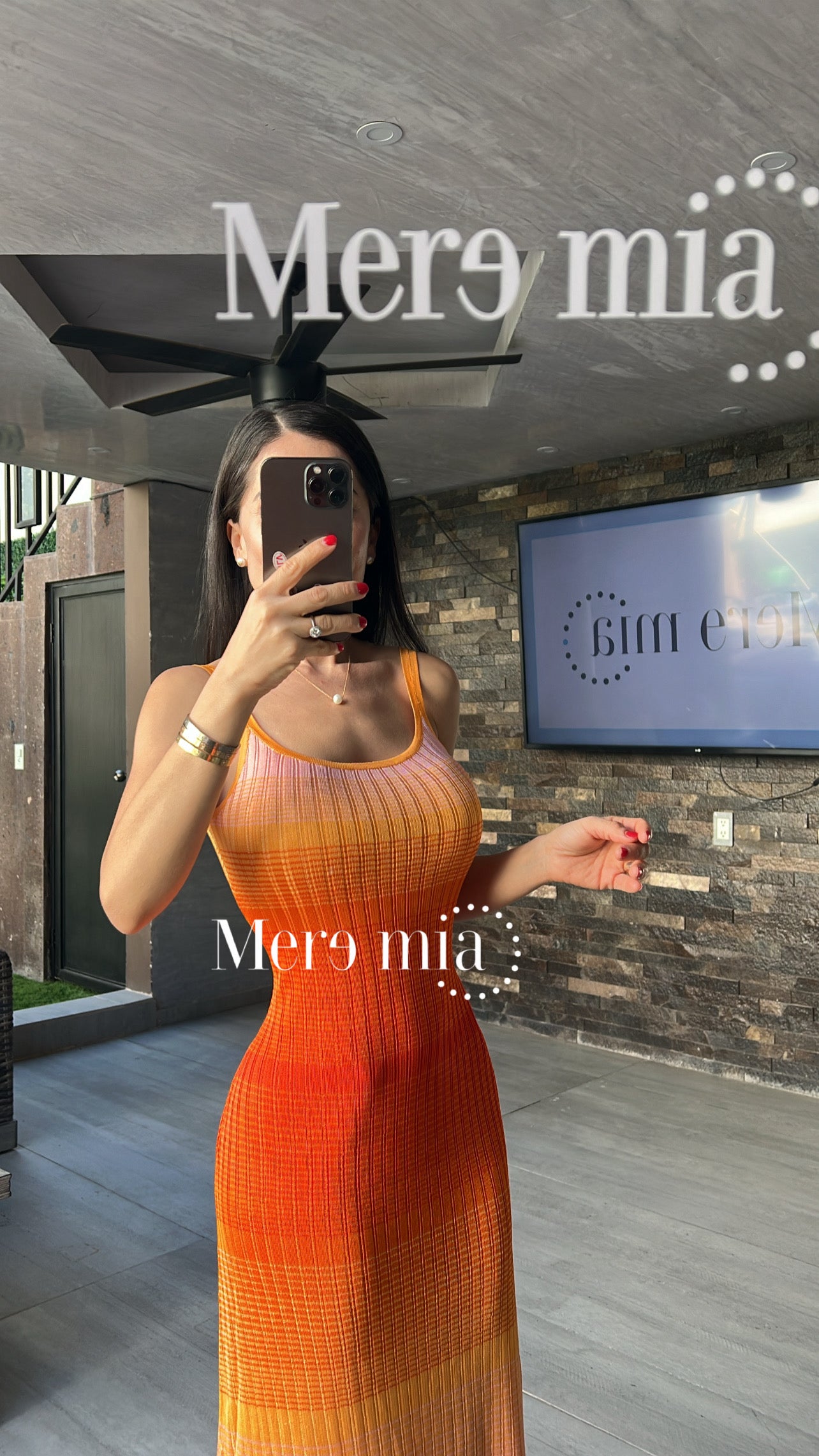 Vestido naranja rayas