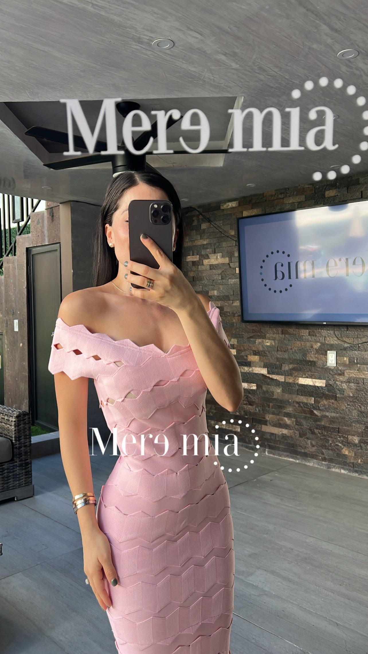 Vestido rosa ruff largo