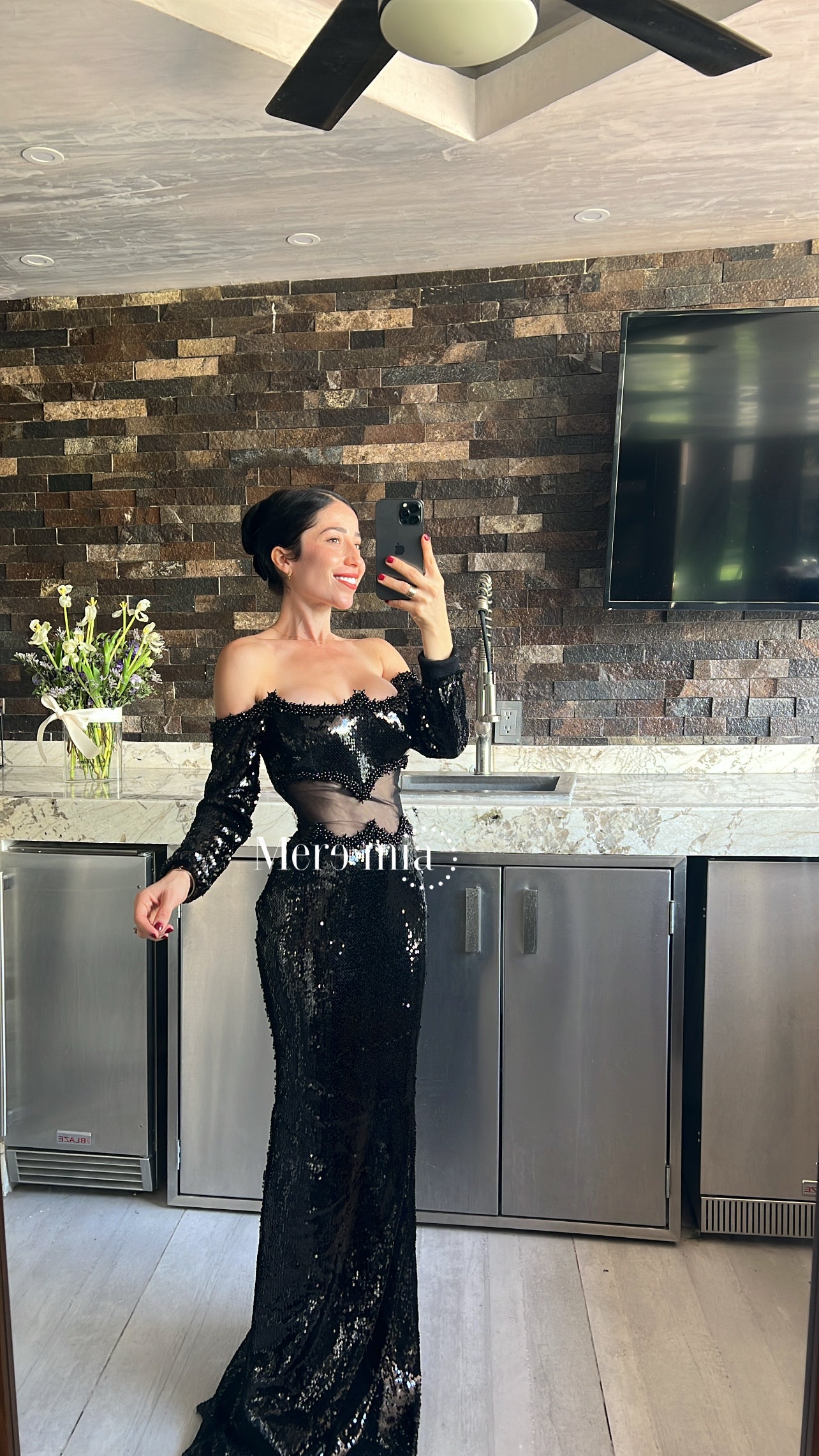 Vestido negro lent malla