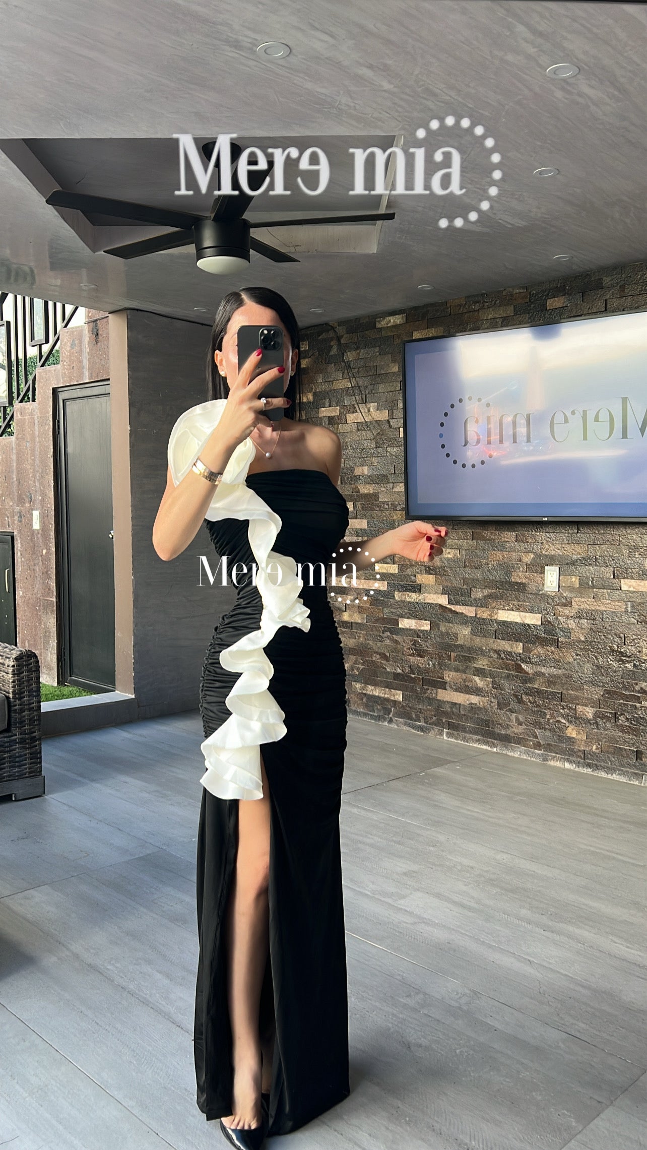 Vestido negro esc blanca