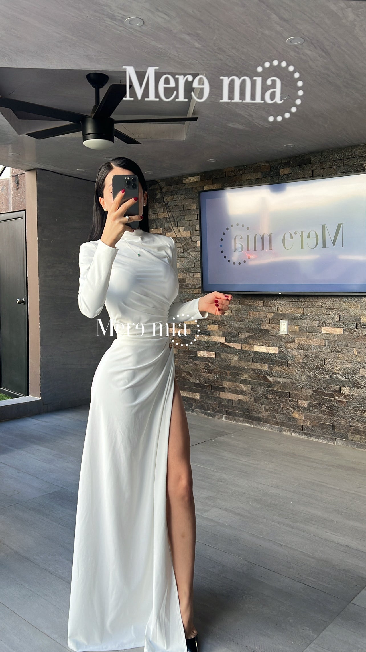 Vestido blanco plisado largo