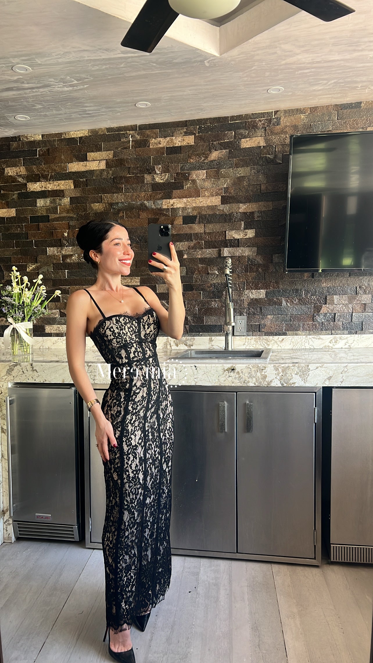 Vestido encaje midi