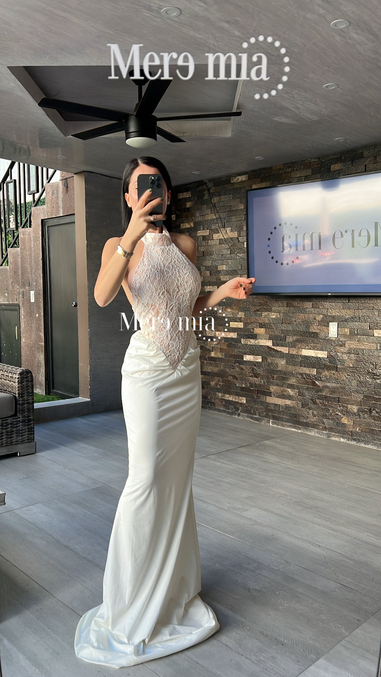 Vestido blanco encaje cuello