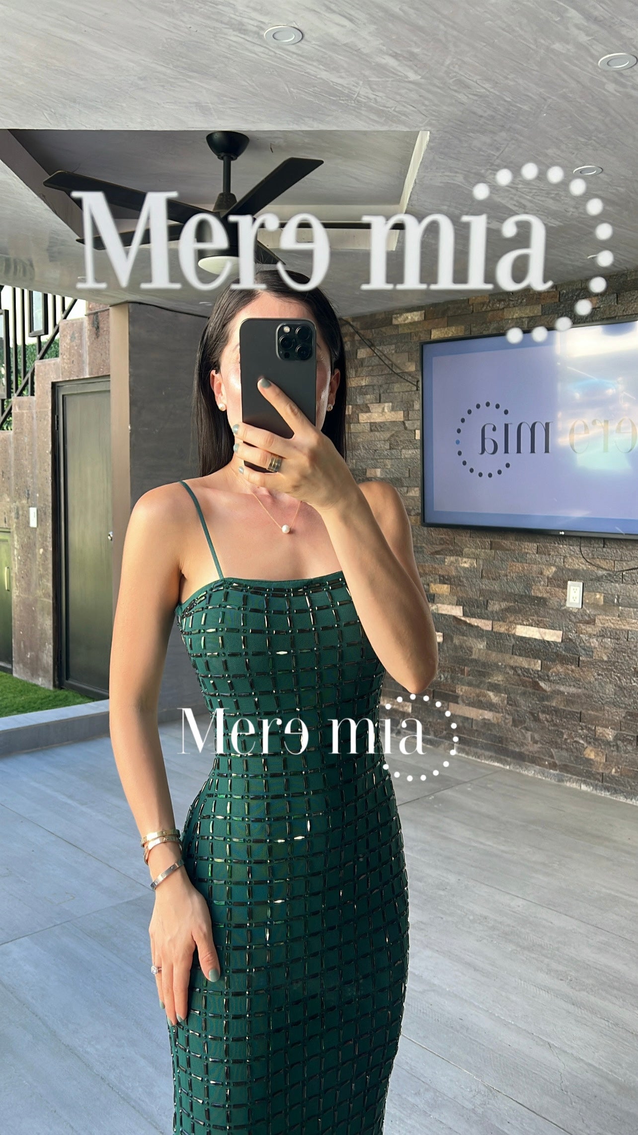 Vestido verde apl largo