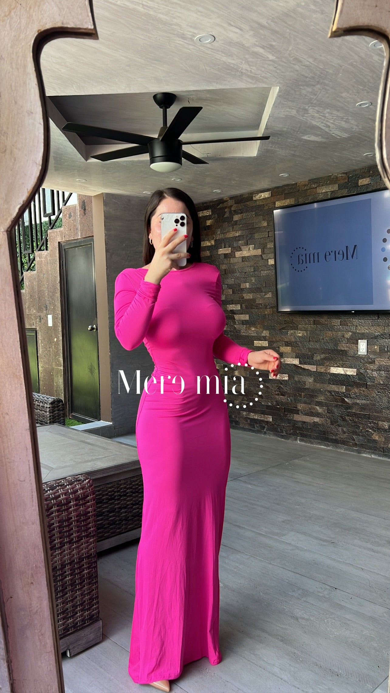 Vestido rosa largo