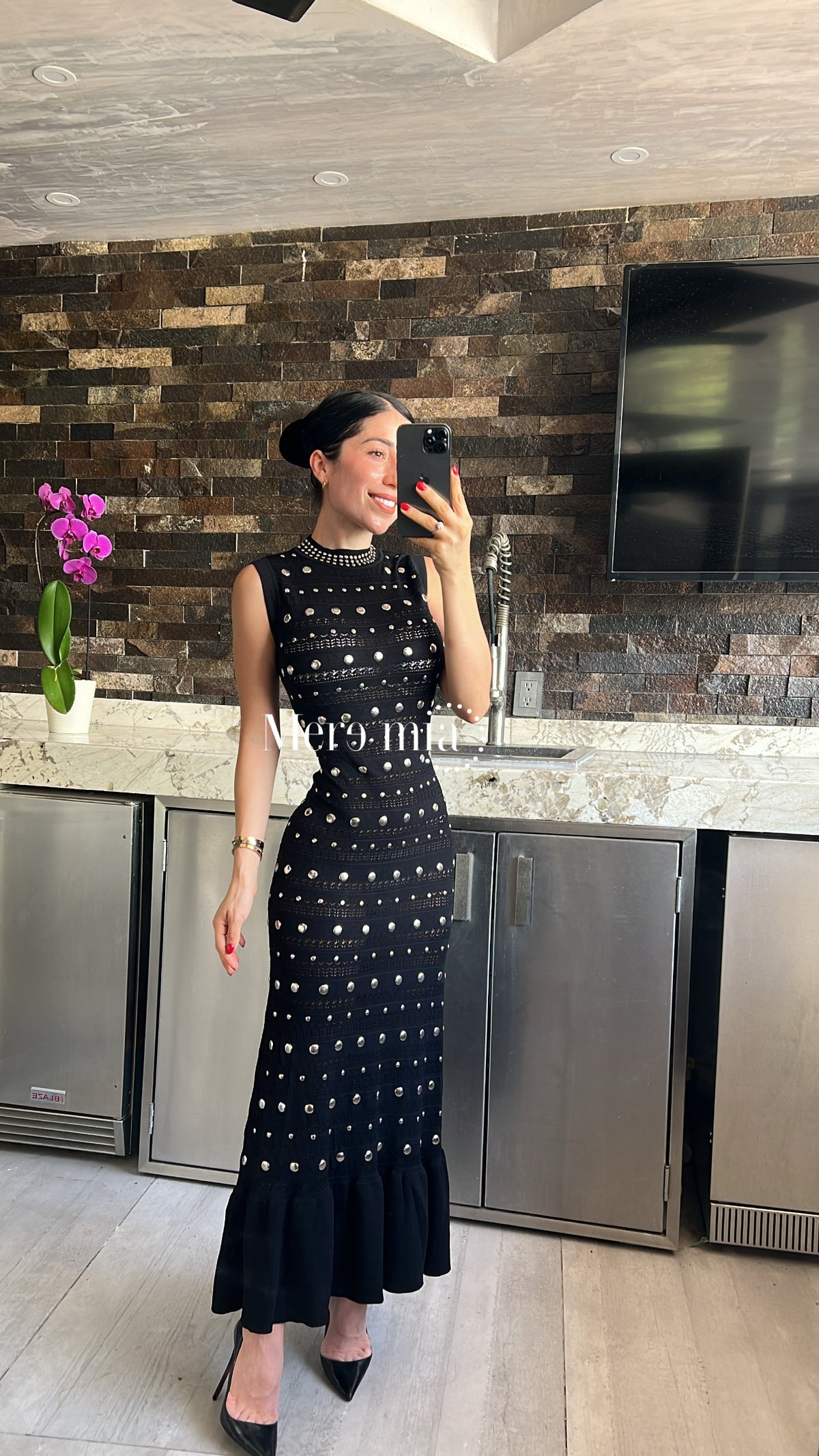 Vestido estoperoles olanes
