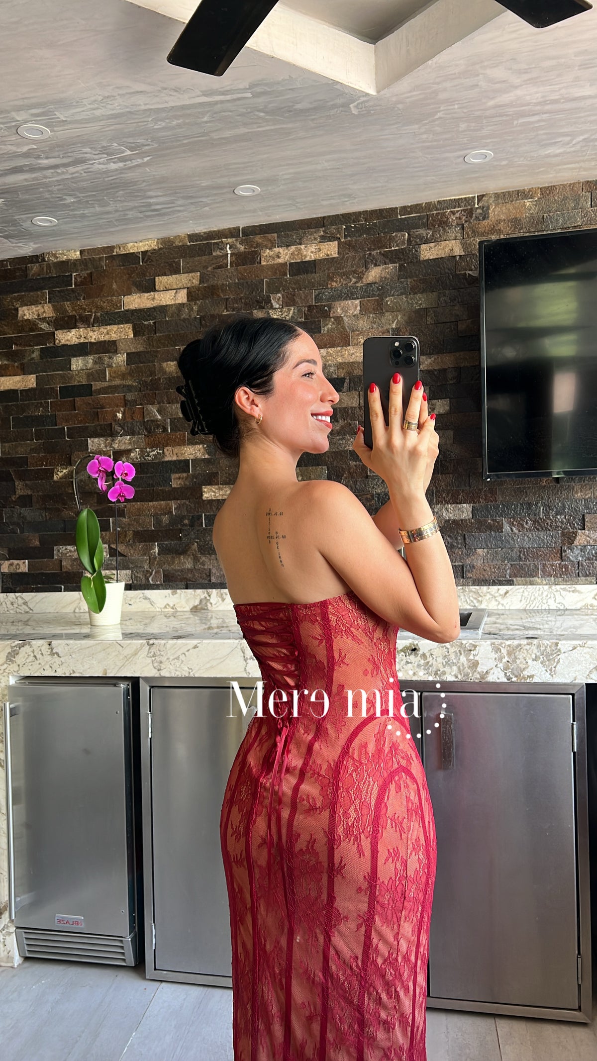 Vestido encaje rayas