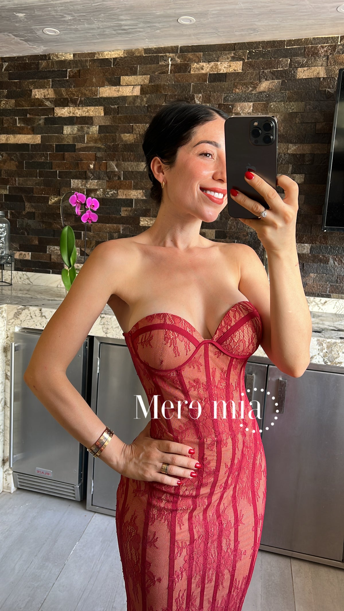 Vestido encaje rayas