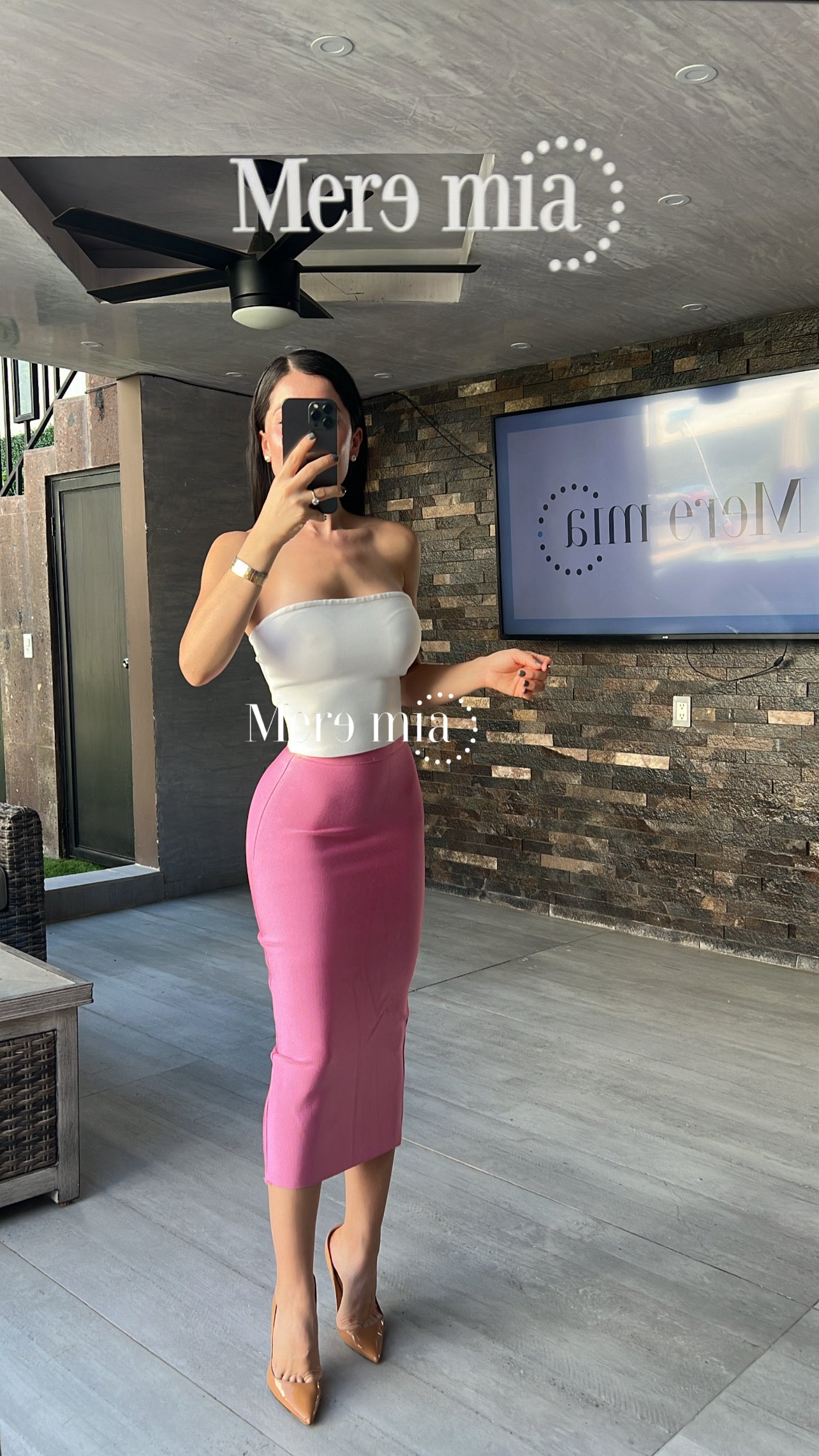 Falda rosa palo midi