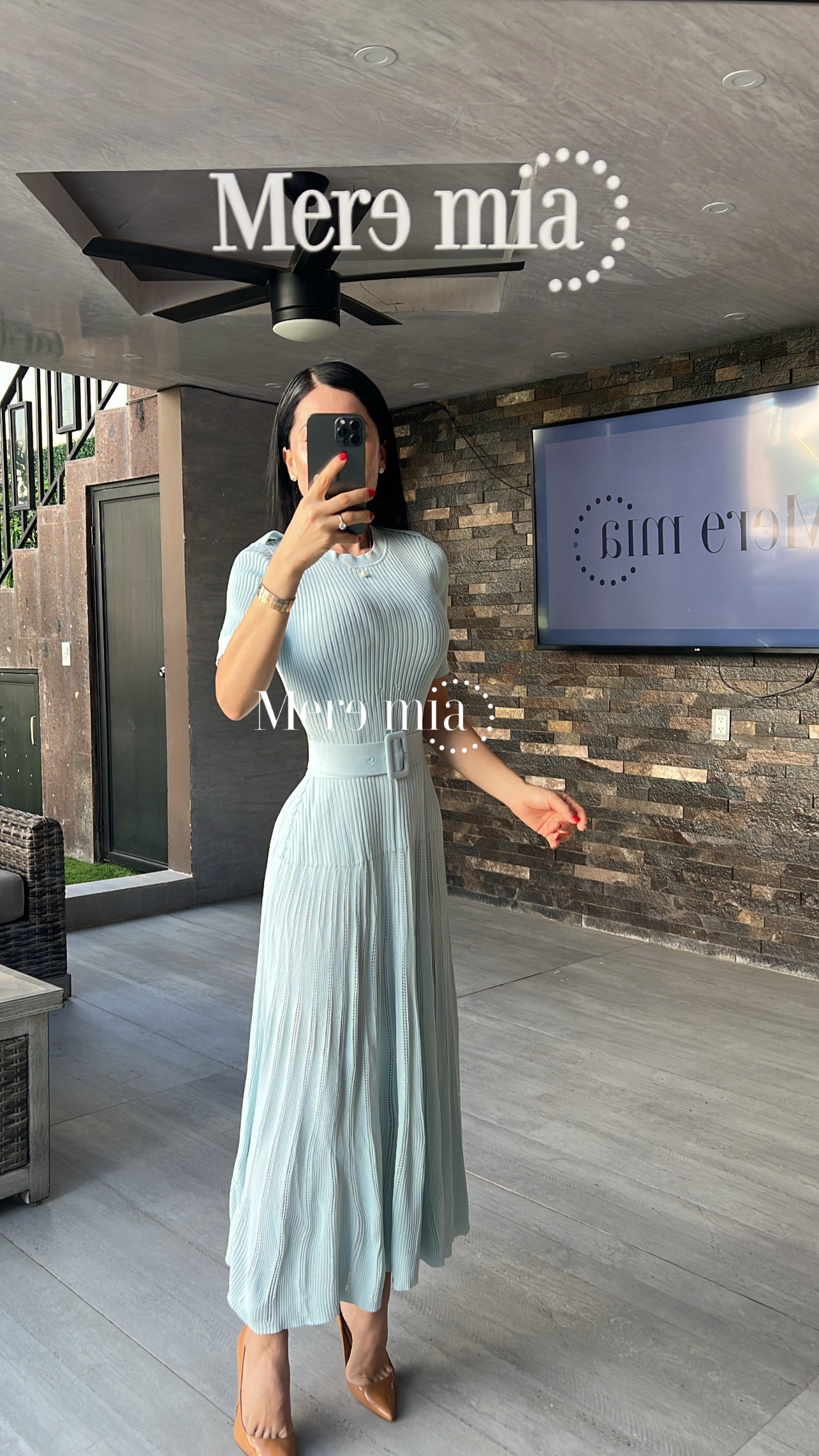 Vestido azul rayado cint