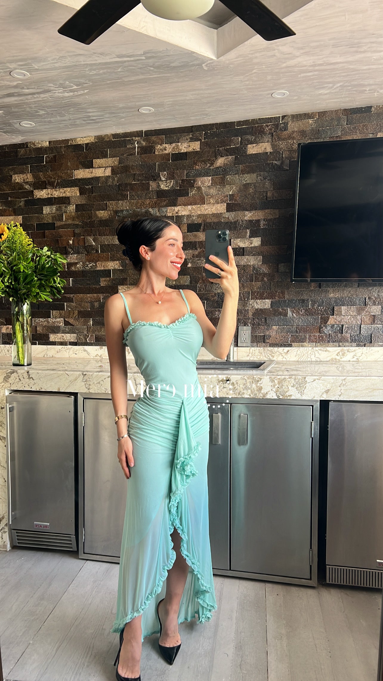 Vestido escarola plisado