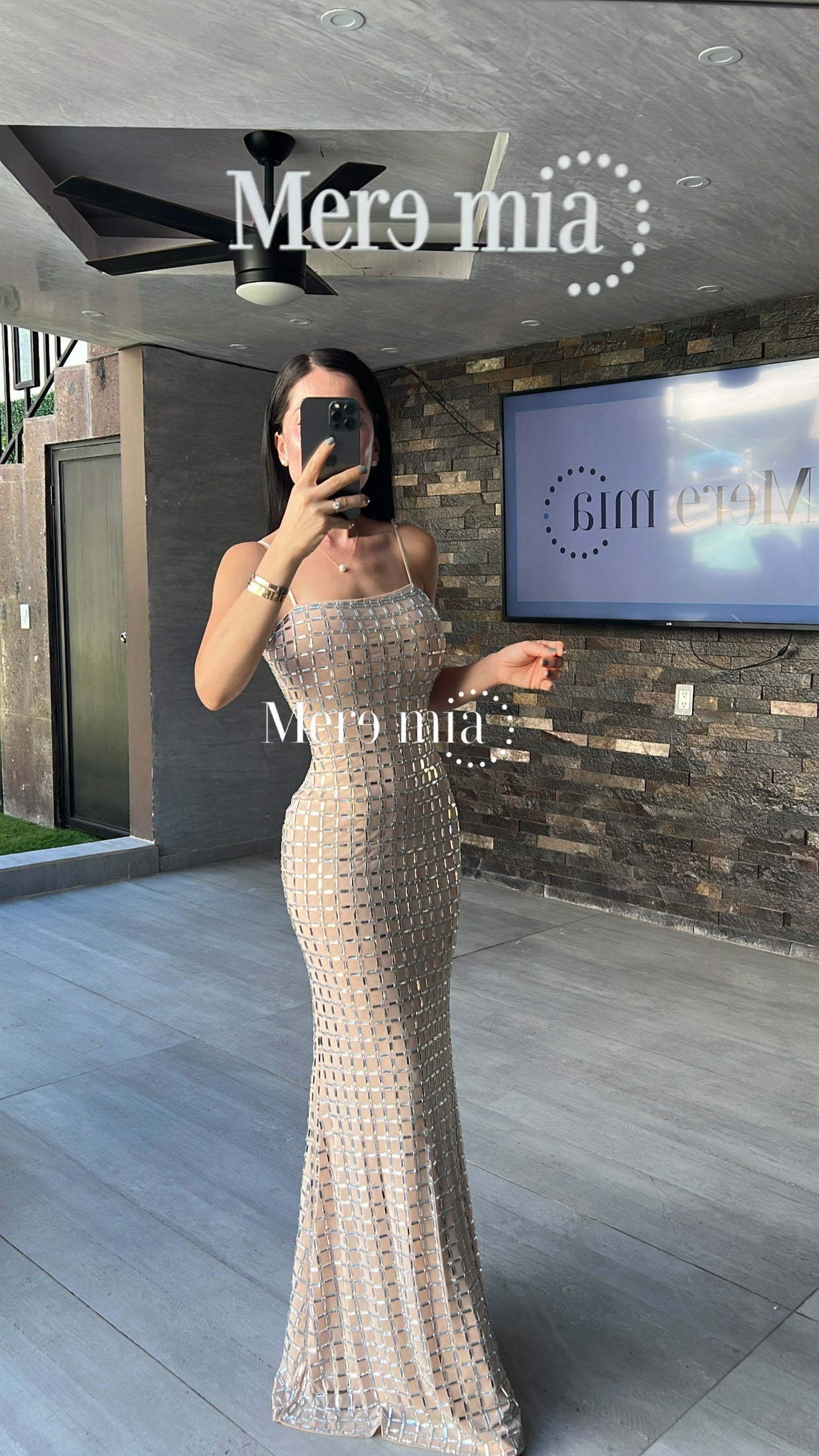 Vestido apl largo cuadros