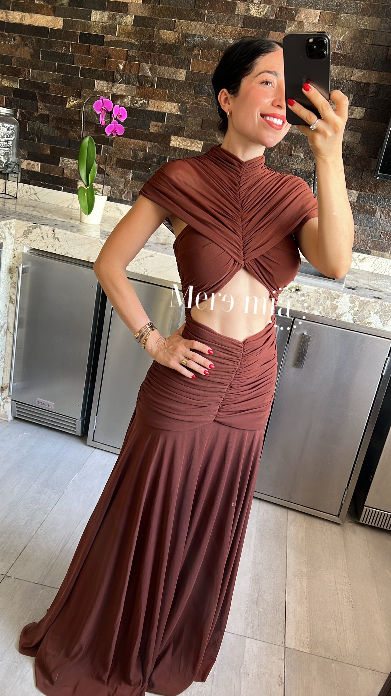 Vestido chal plisado abd