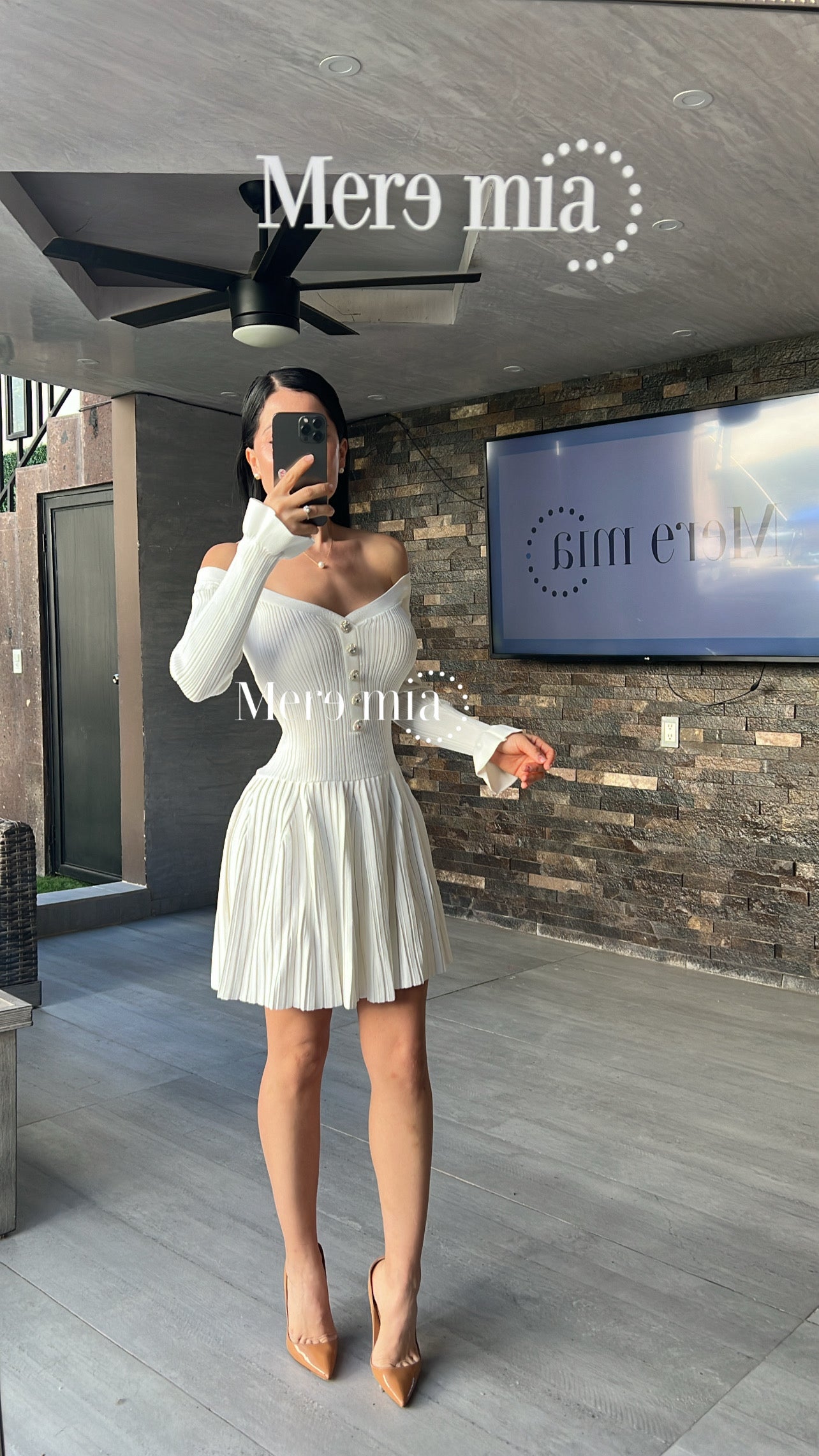 Vestido blanco rayado olanes