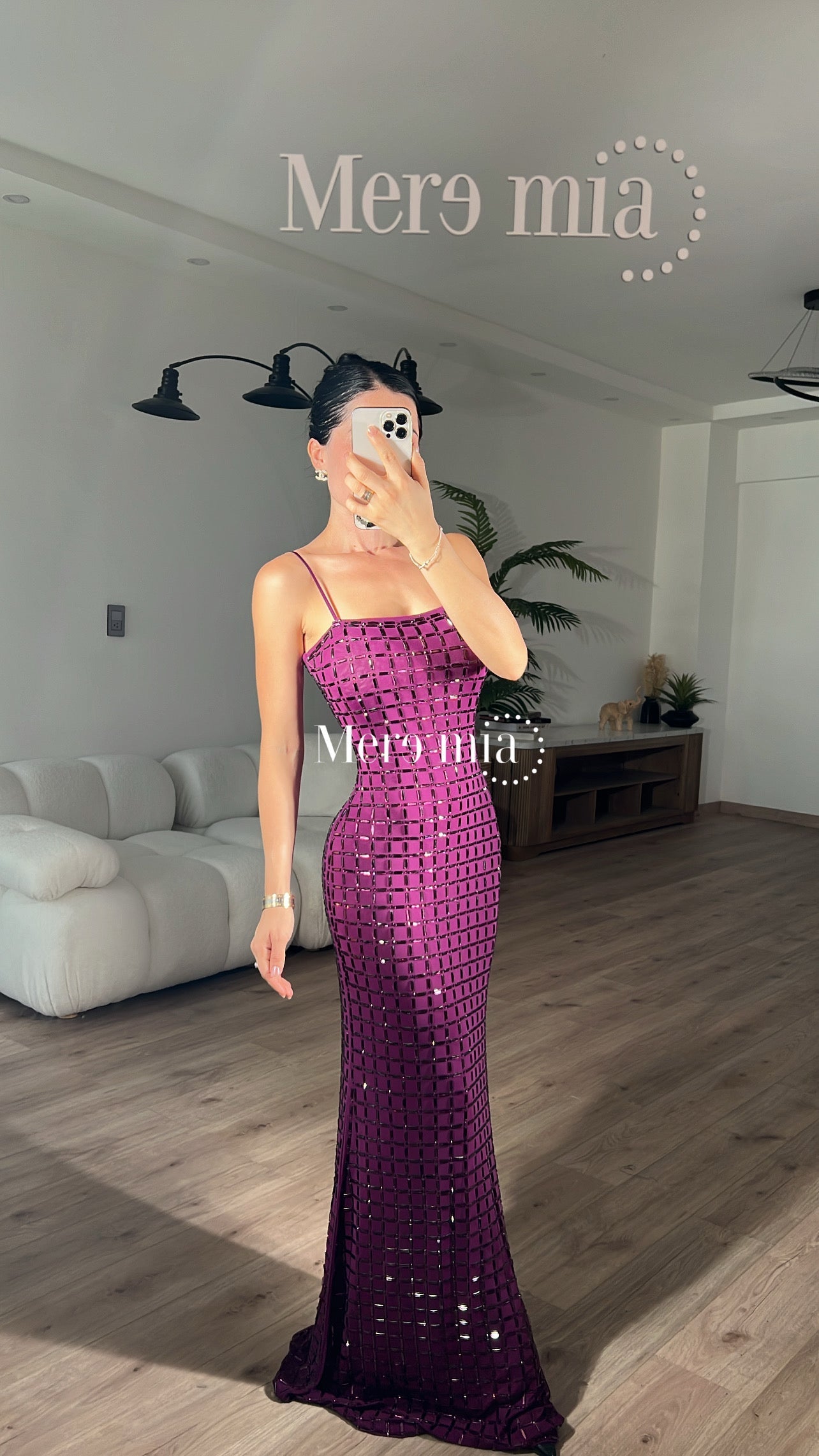 Vestido apl largo cuadros