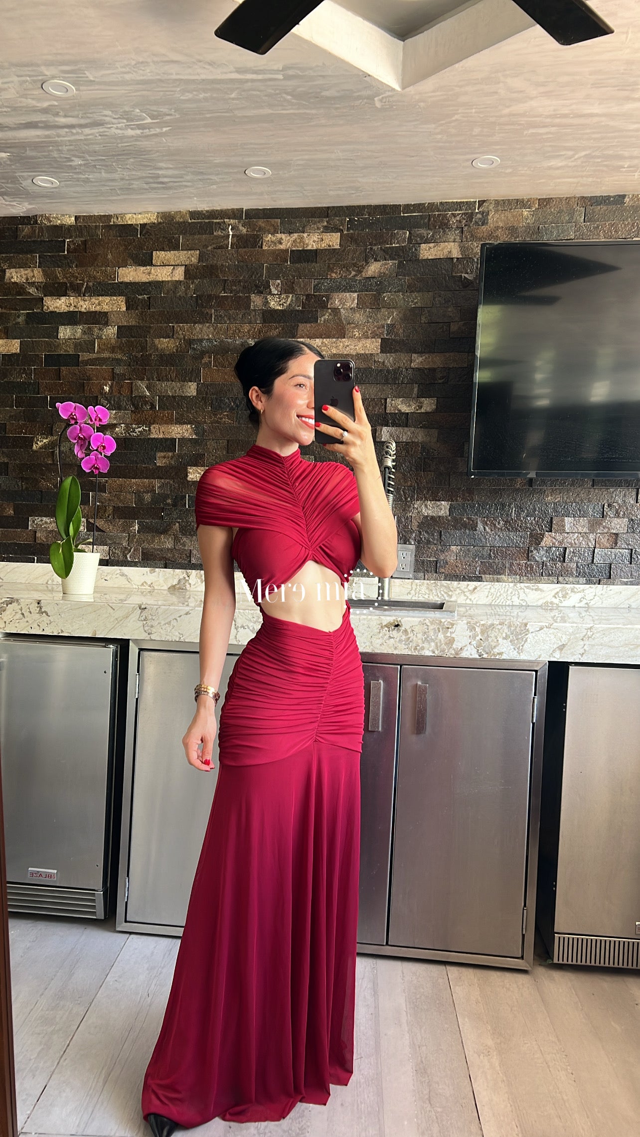 Vestido chal plisado abd