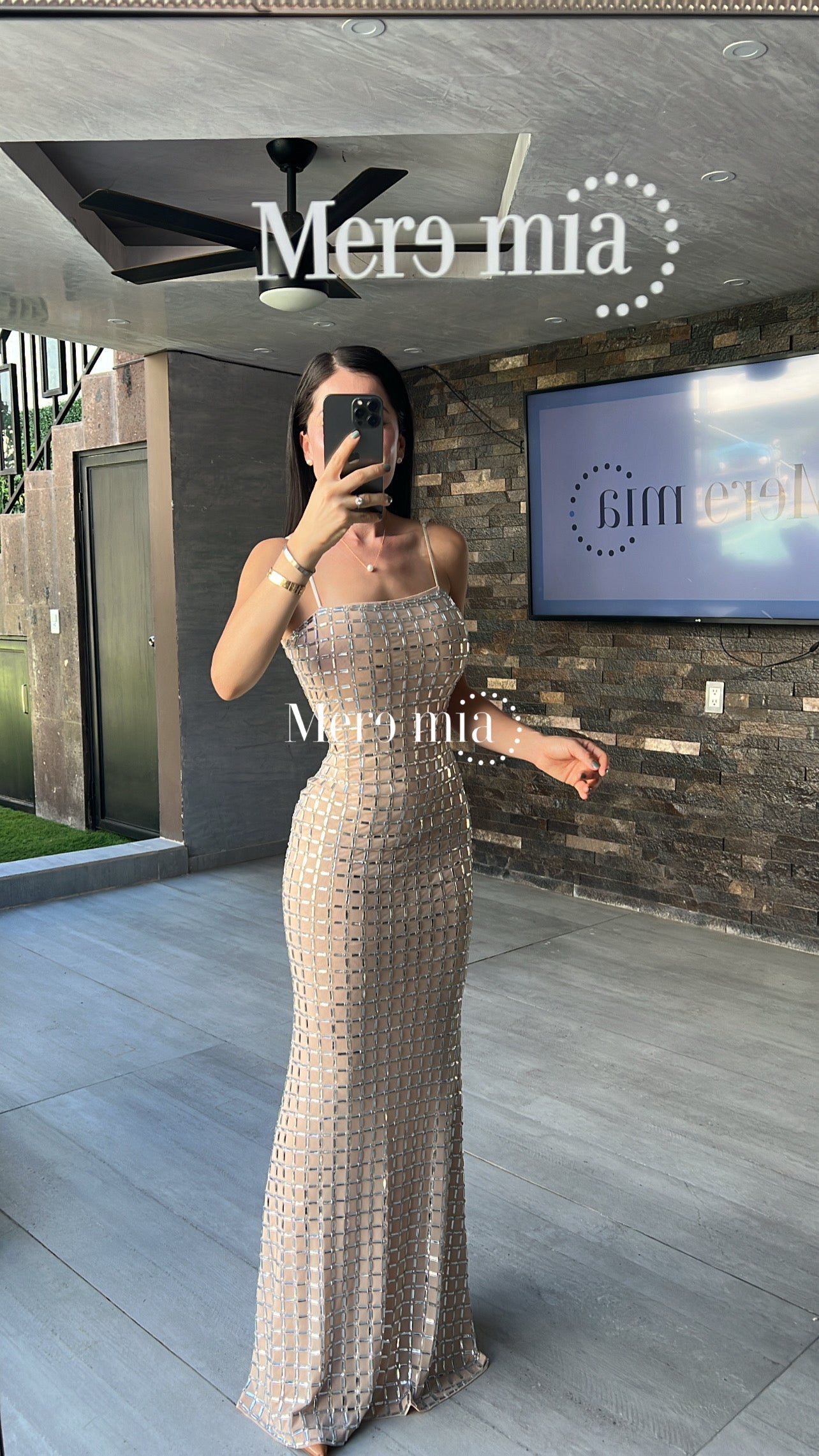 Vestido apl largo cuadros