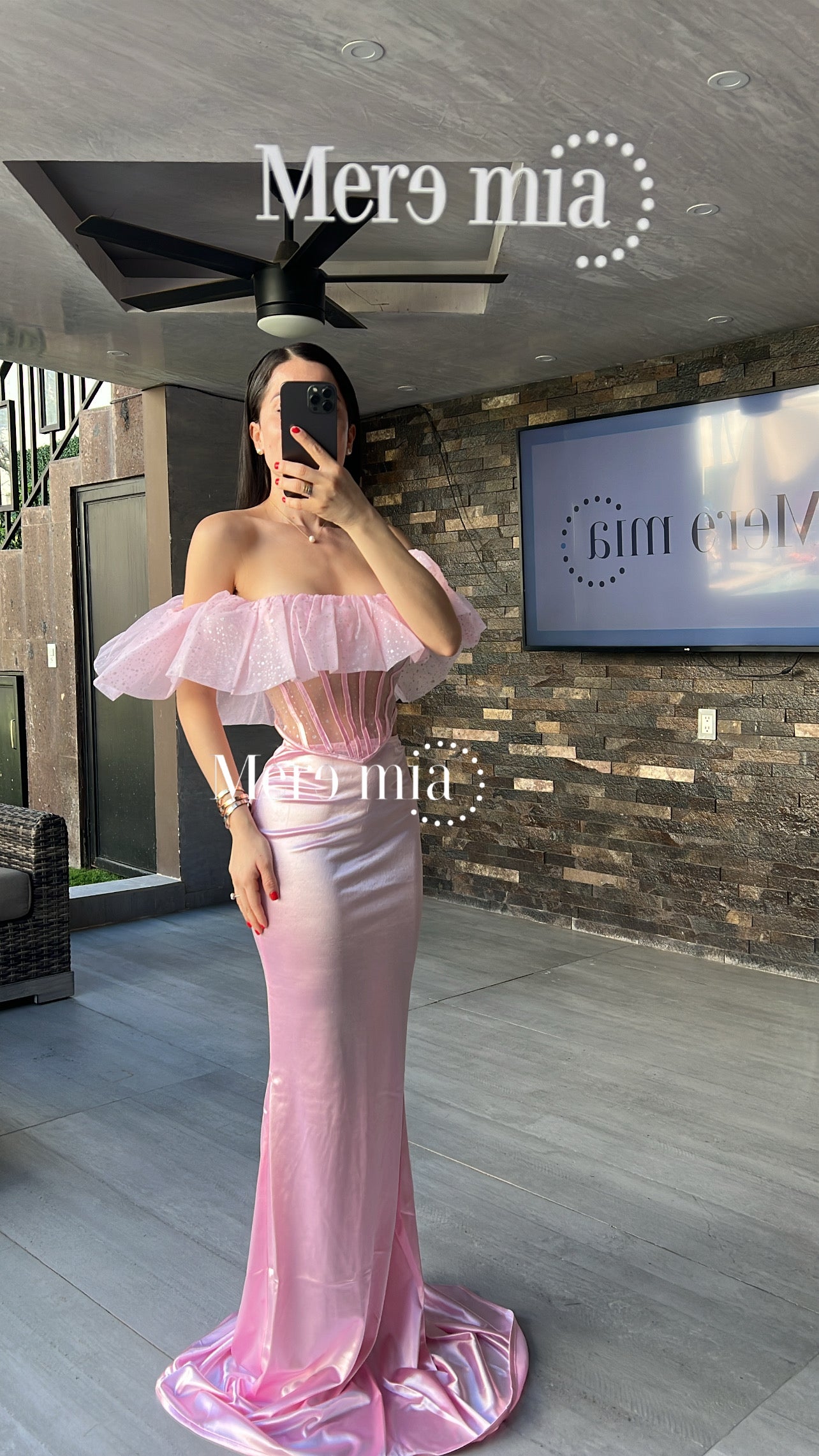 Conjunto rosa largo