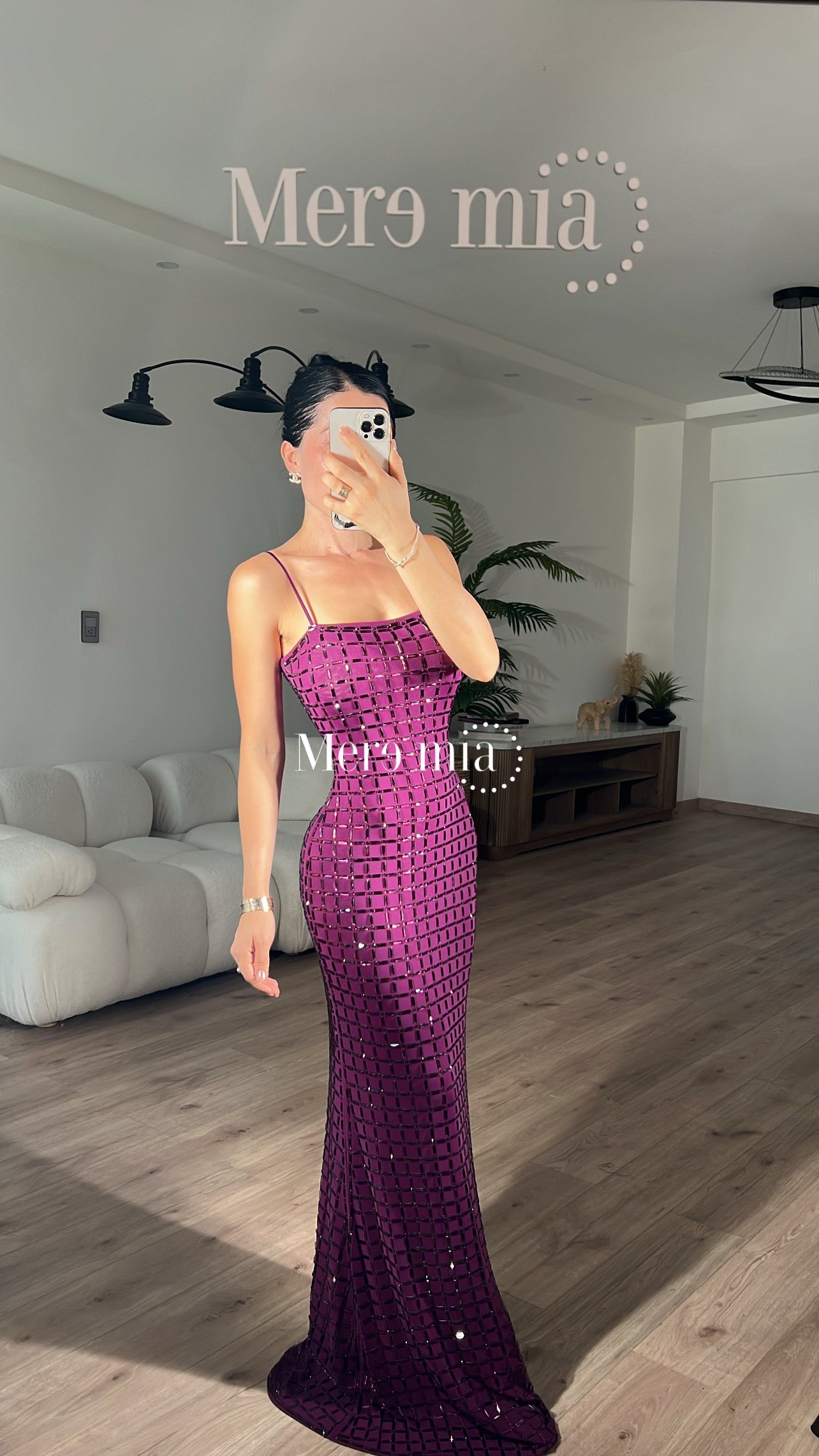 Vestido apl largo cuadros