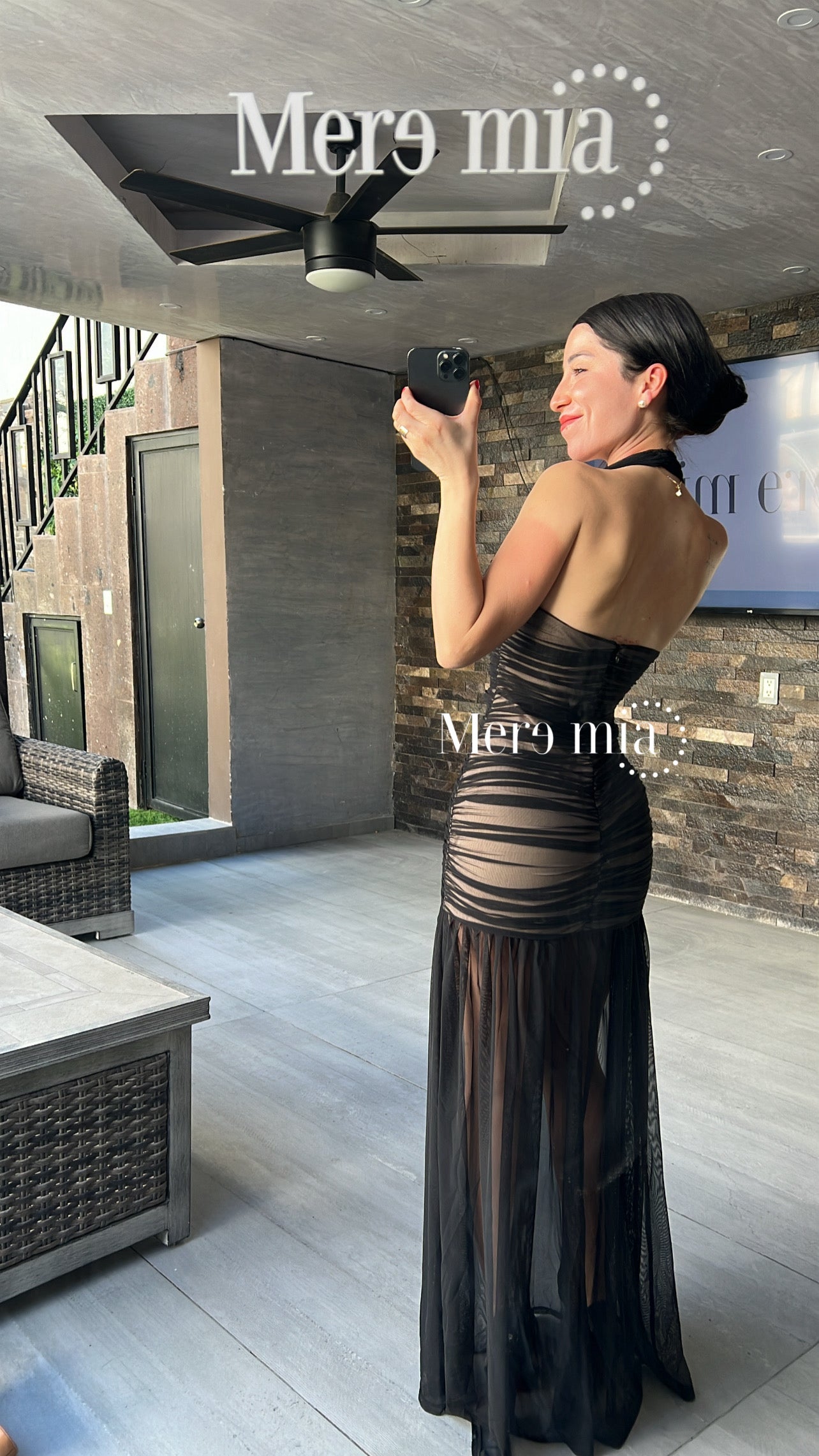 Vestido halter plisado largo