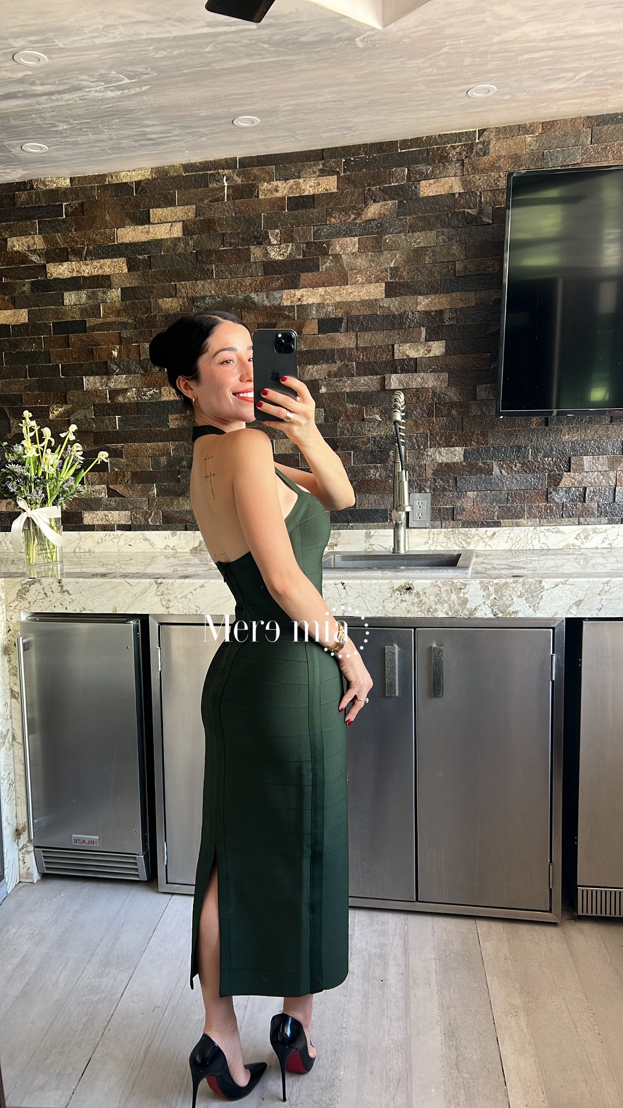 Vestido rayado liso midi