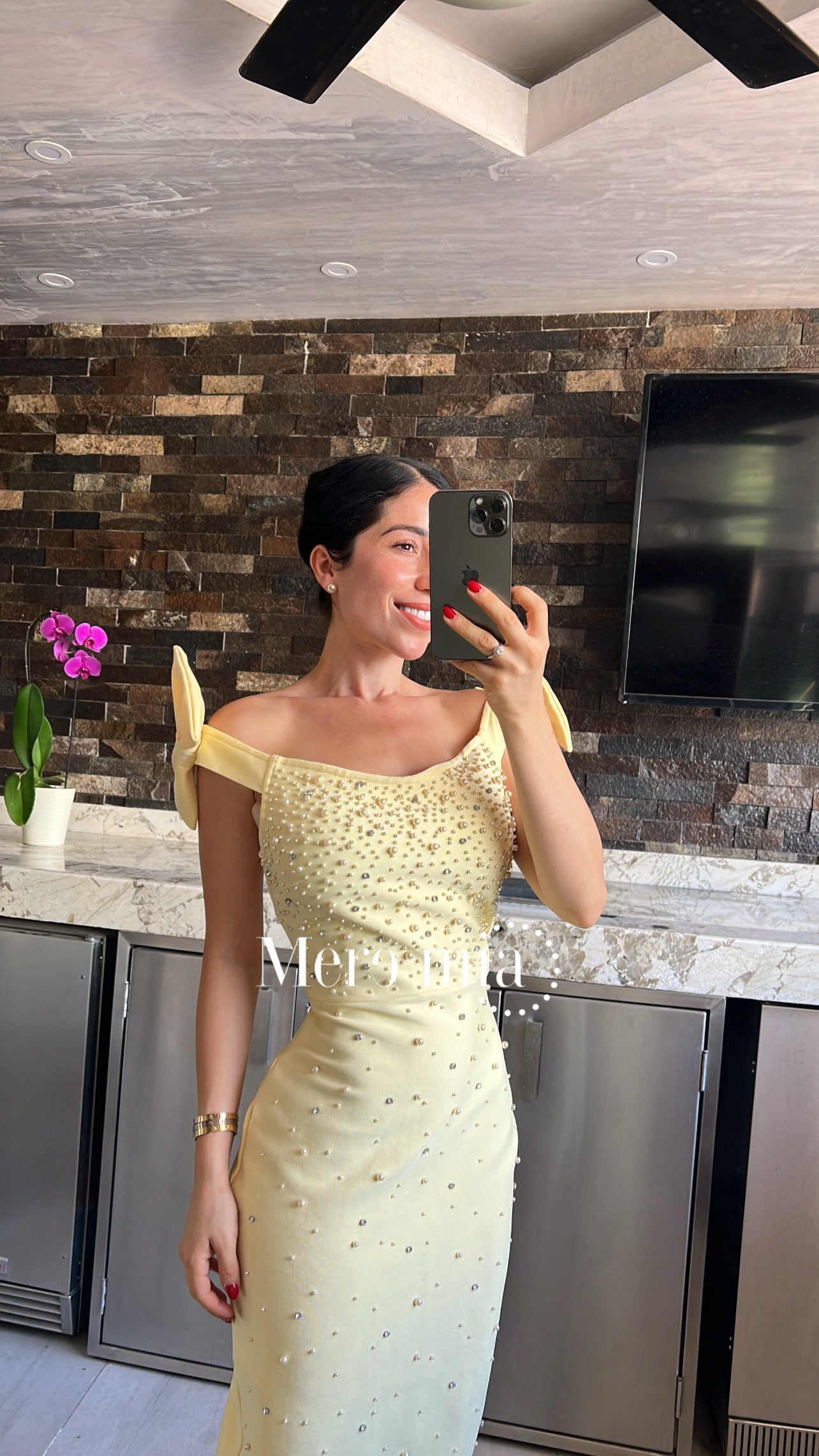 Vestido moños perlas