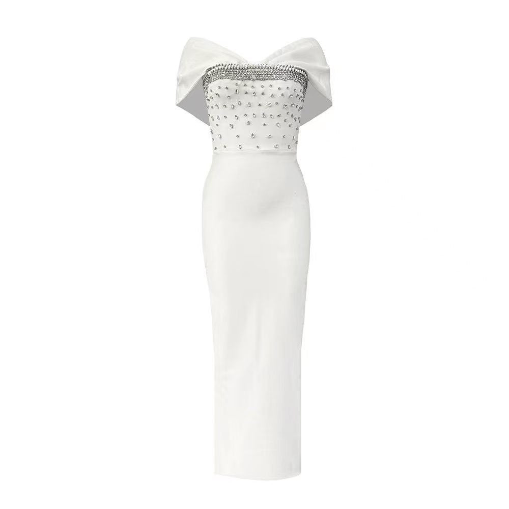 Vestido blanco hombros apl