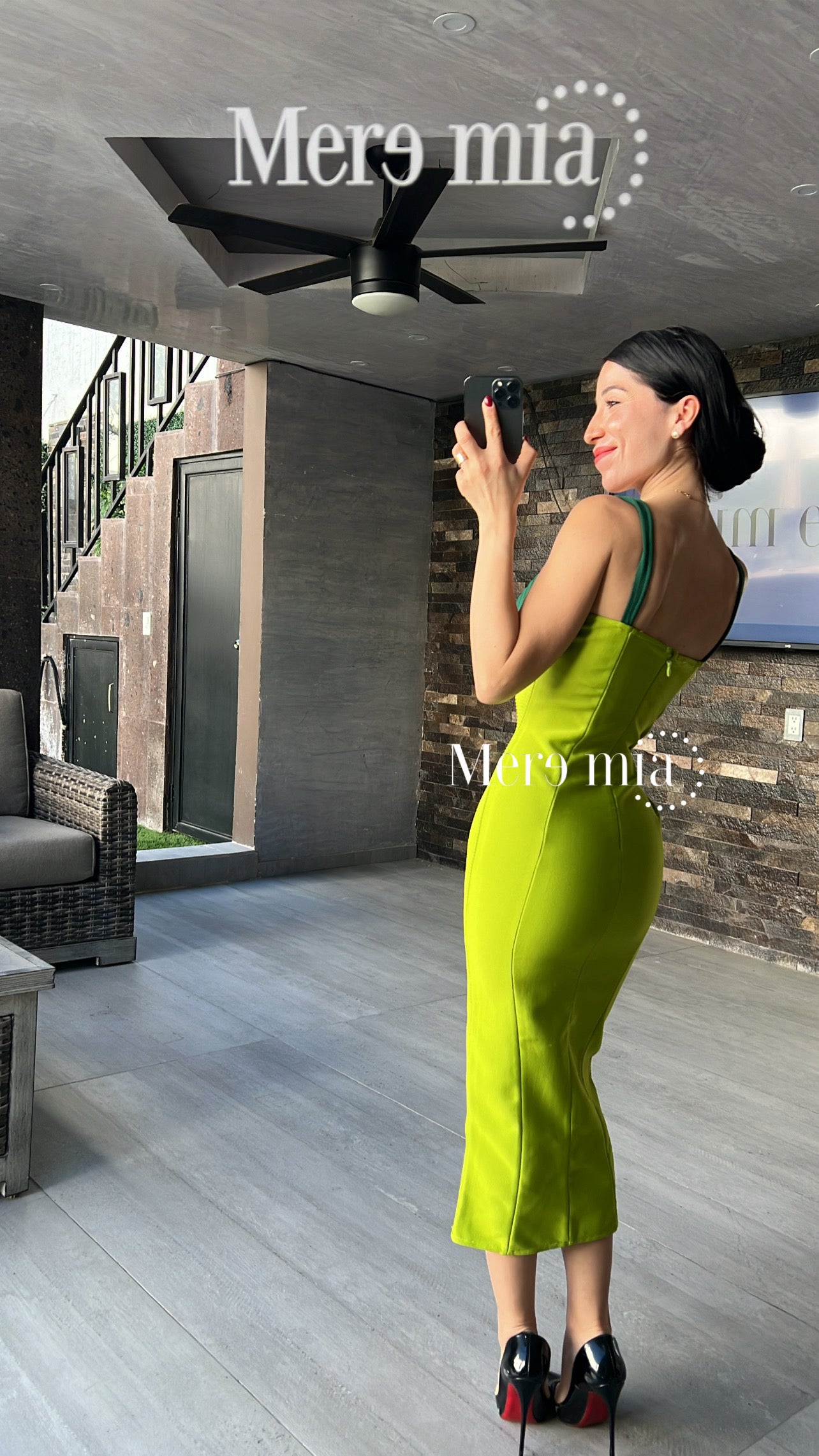Vestido verdes copa  midi