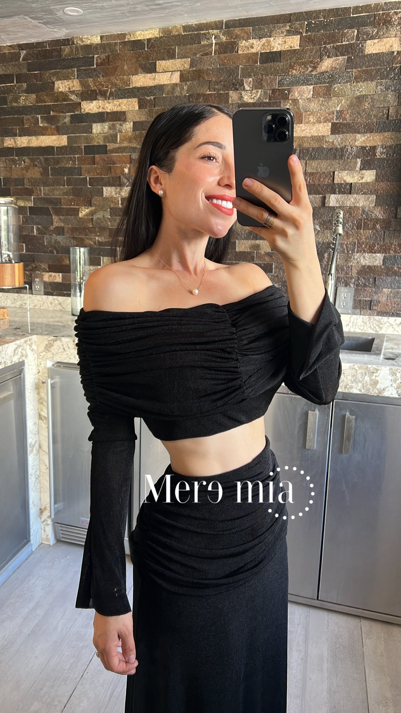 Conjunto hombros plisado largo
