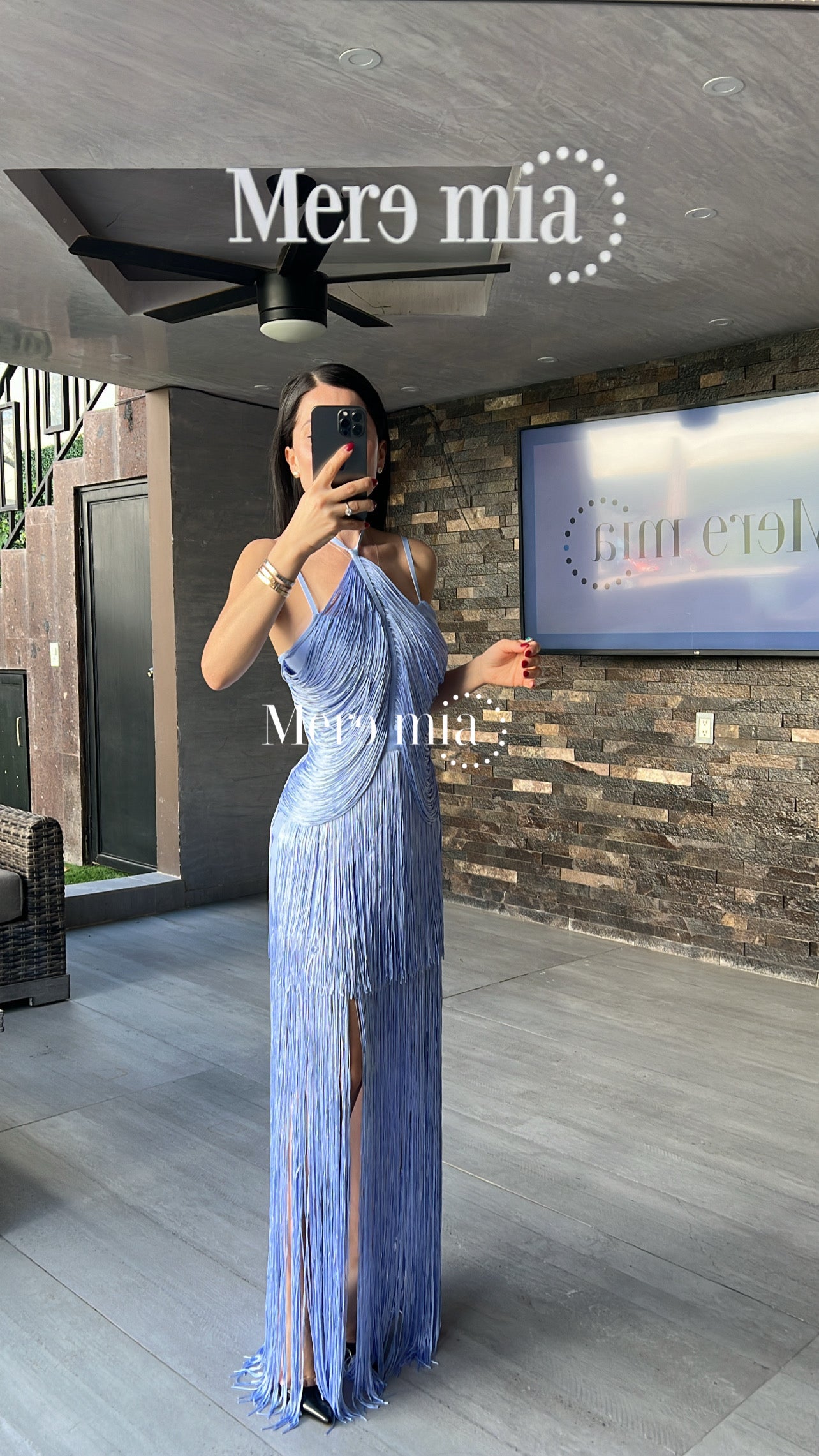 Vestido barbas azul