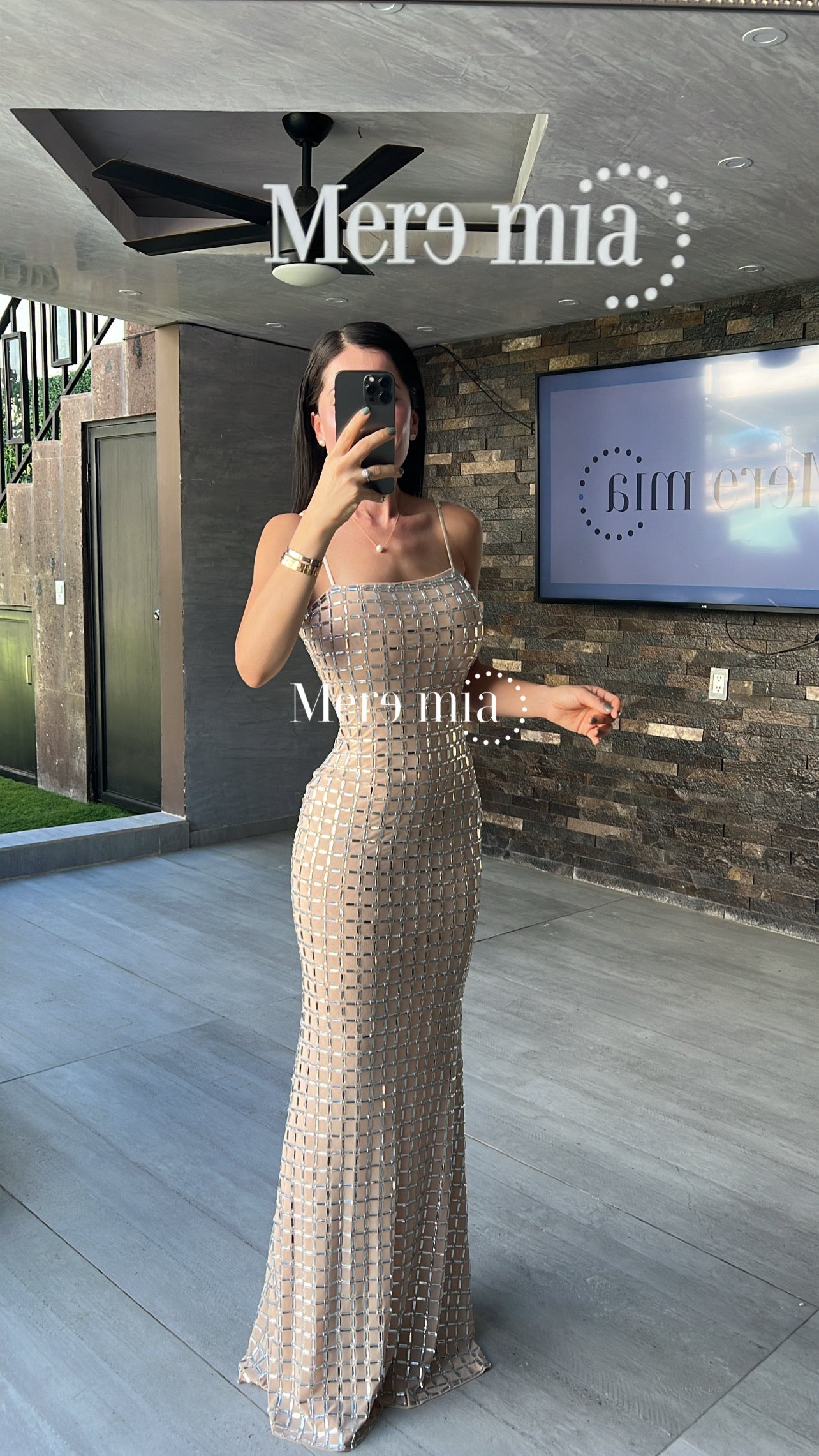 Vestido apl largo cuadros