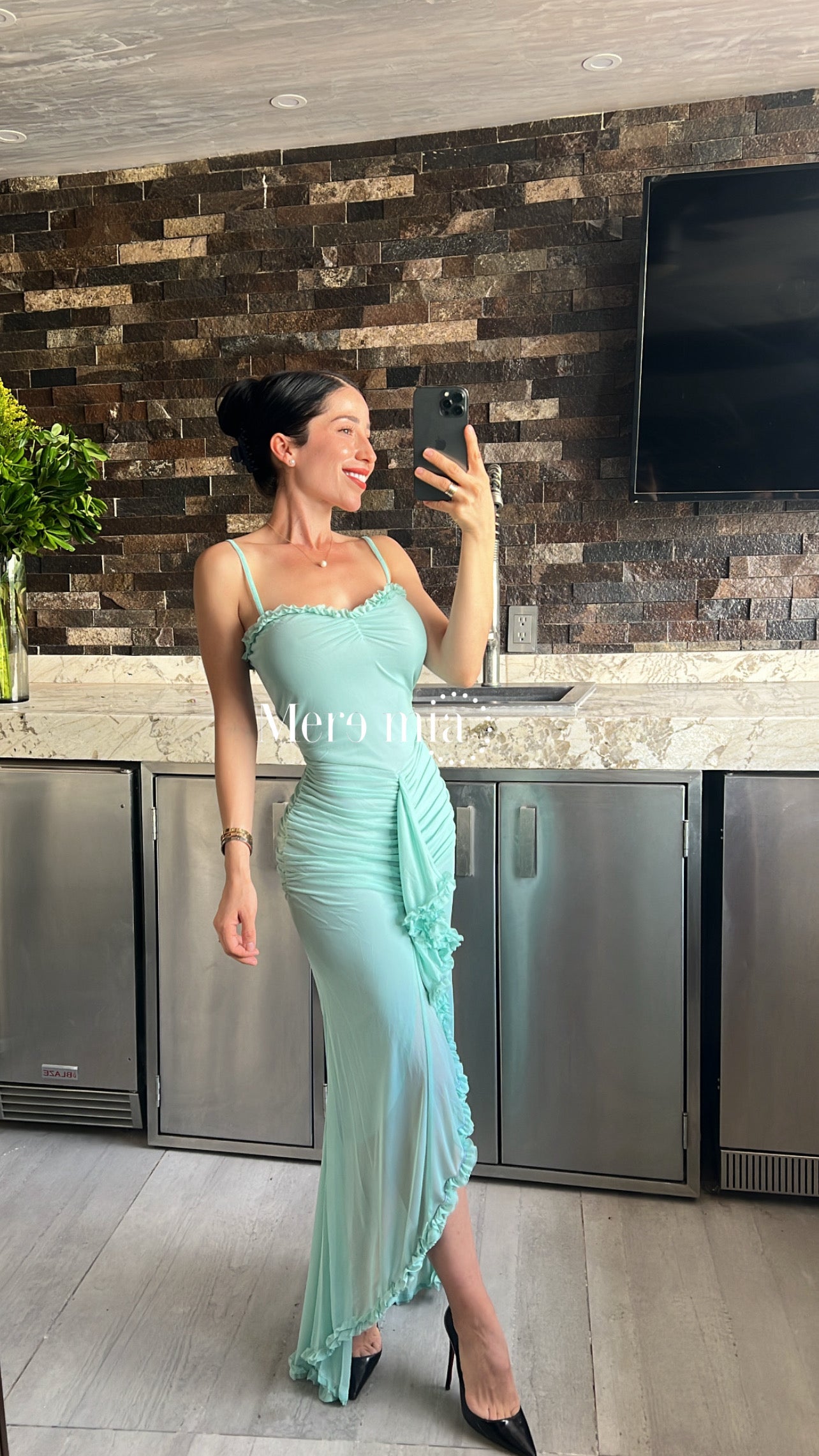 Vestido escarola plisado