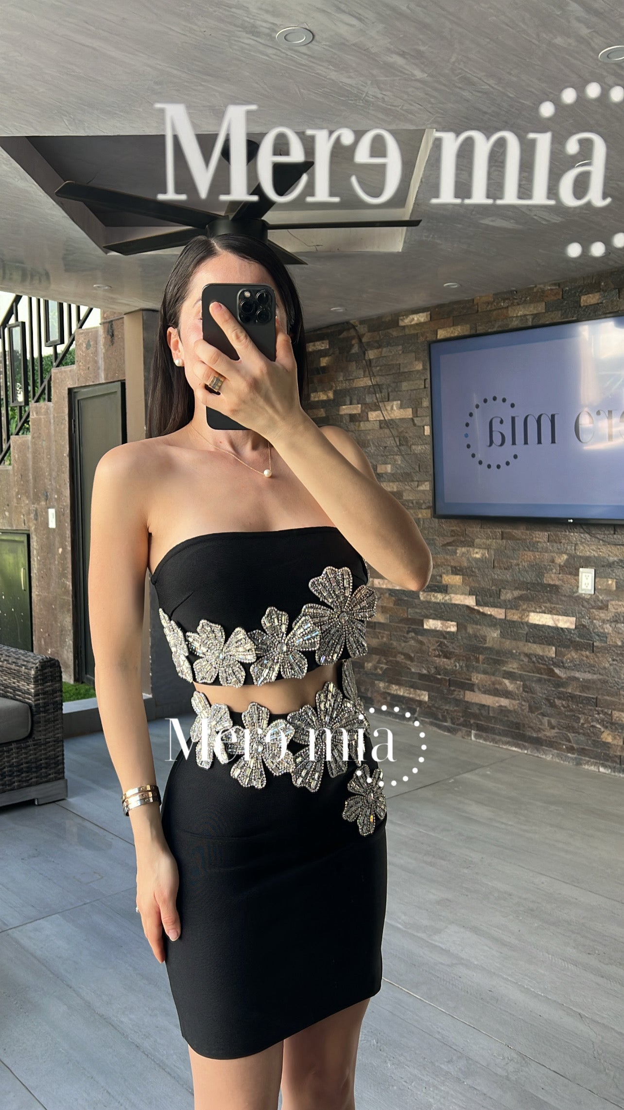 Conjunto corto flores plata