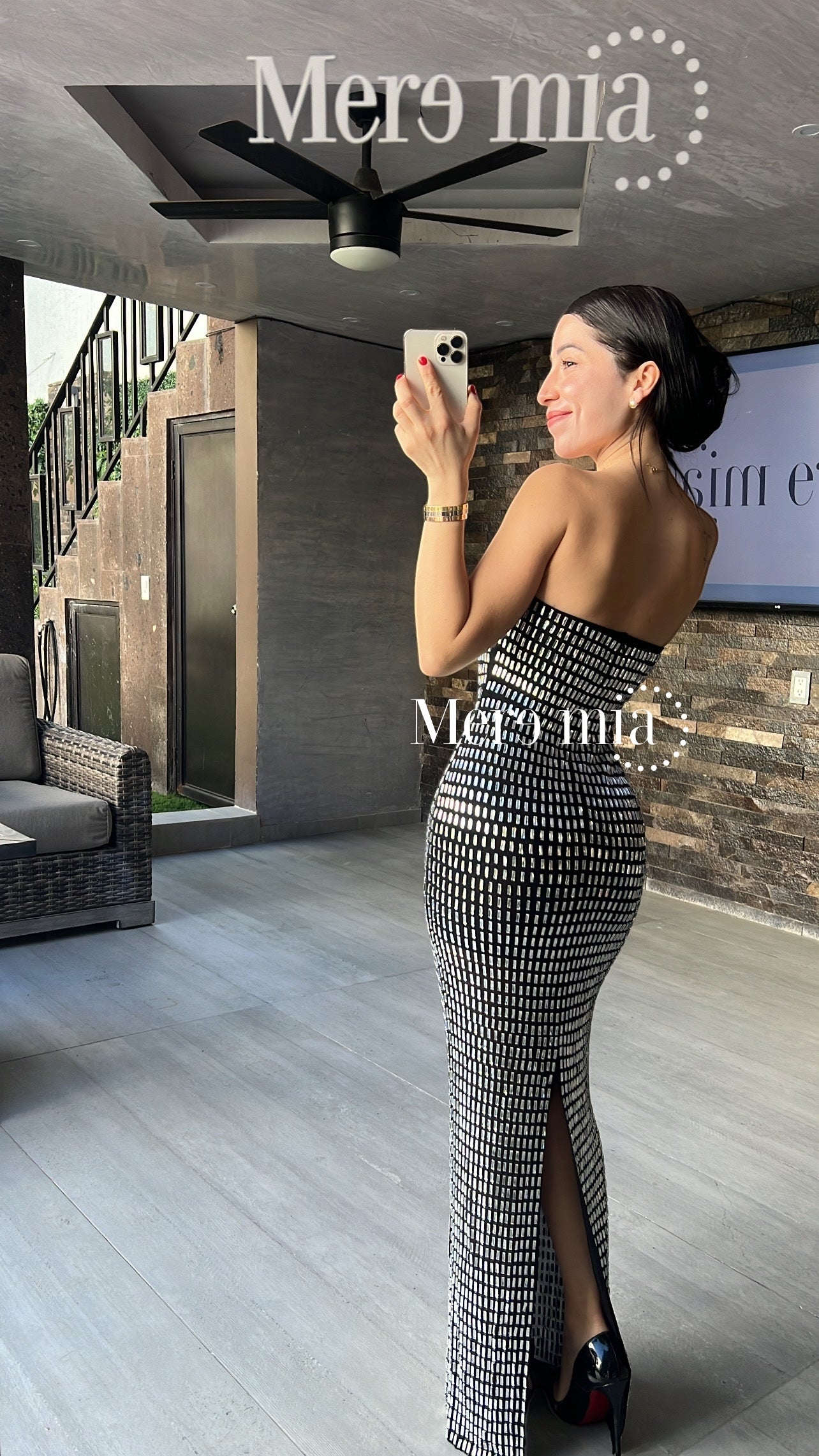 Vestido negro plata
