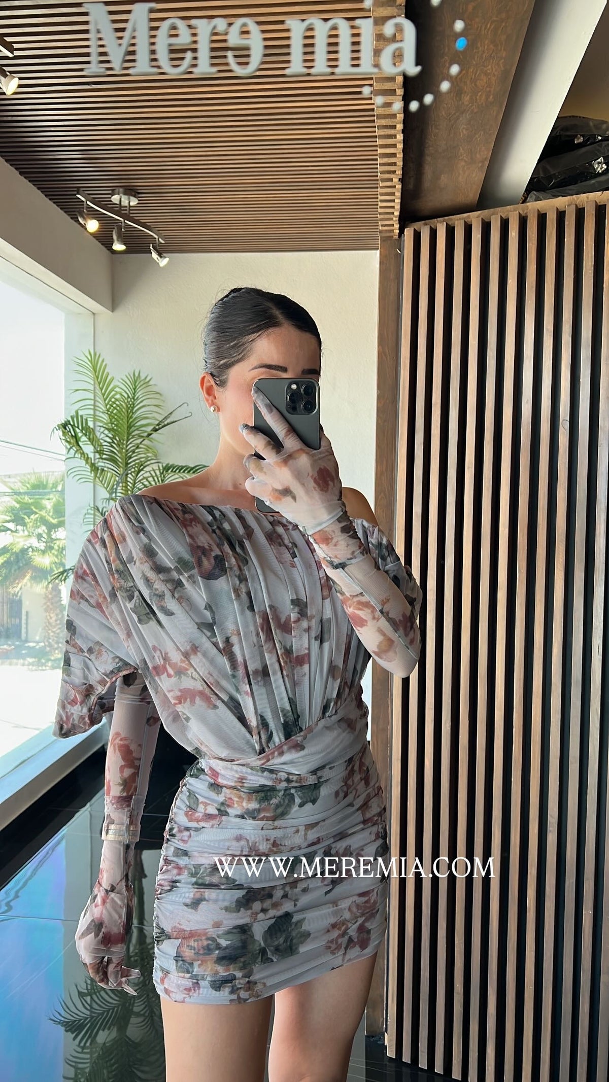 Vestido Drapeado Manga