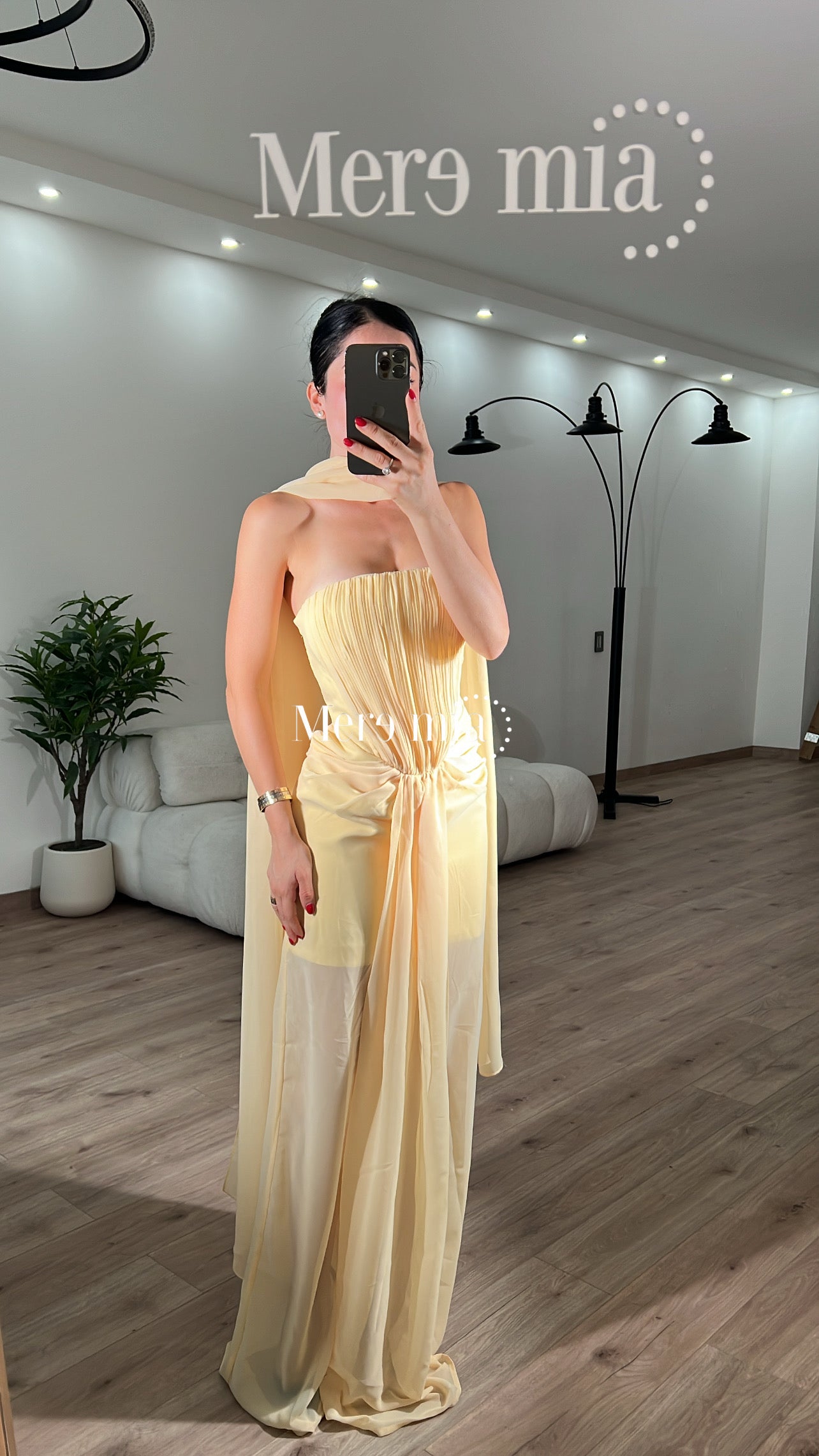 Vestido plisado estola largo