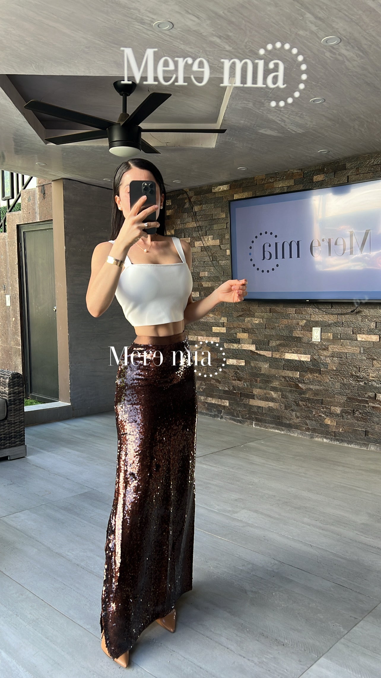 Falda lentejuelas cintura