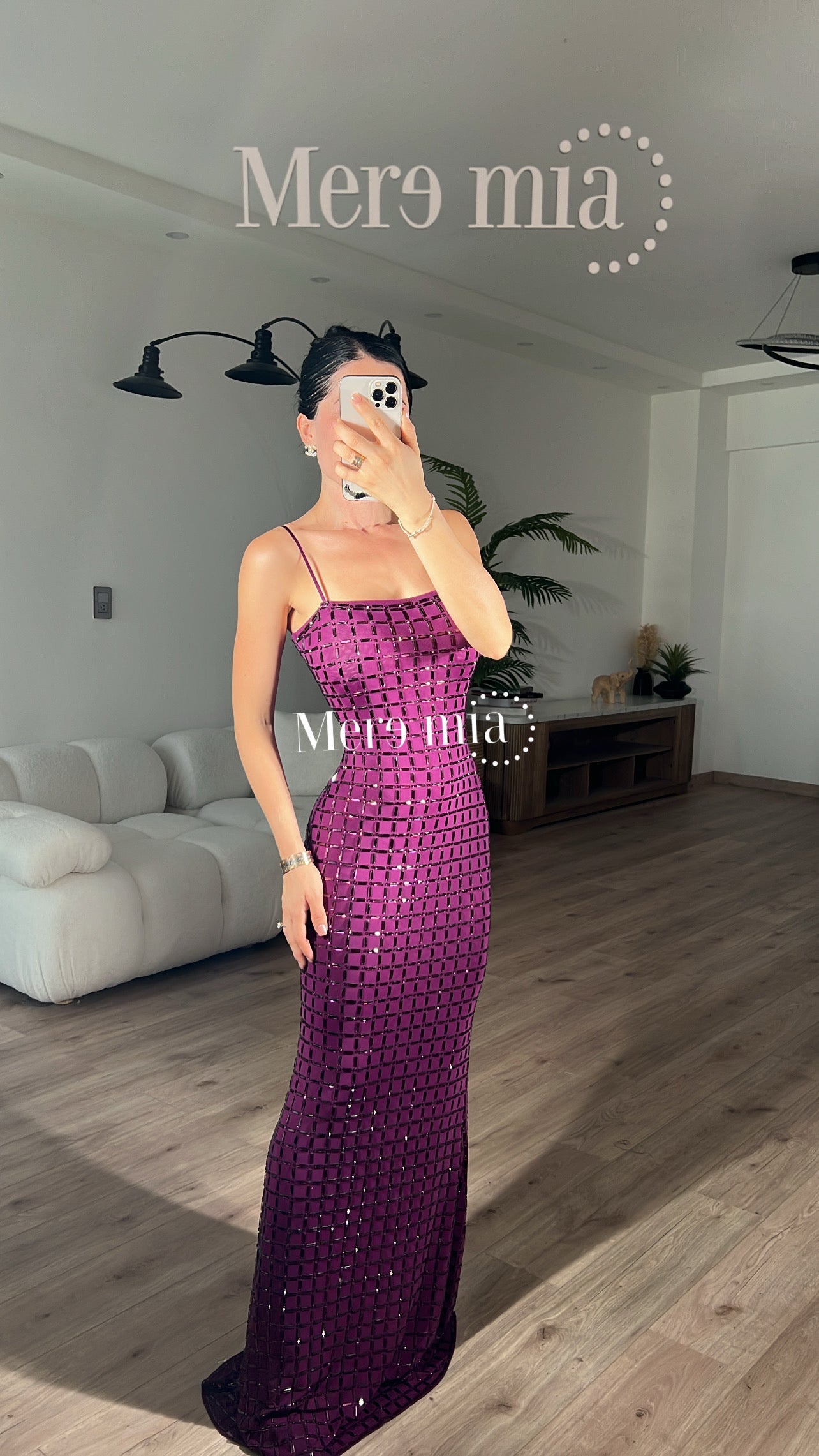 Vestido apl largo cuadros