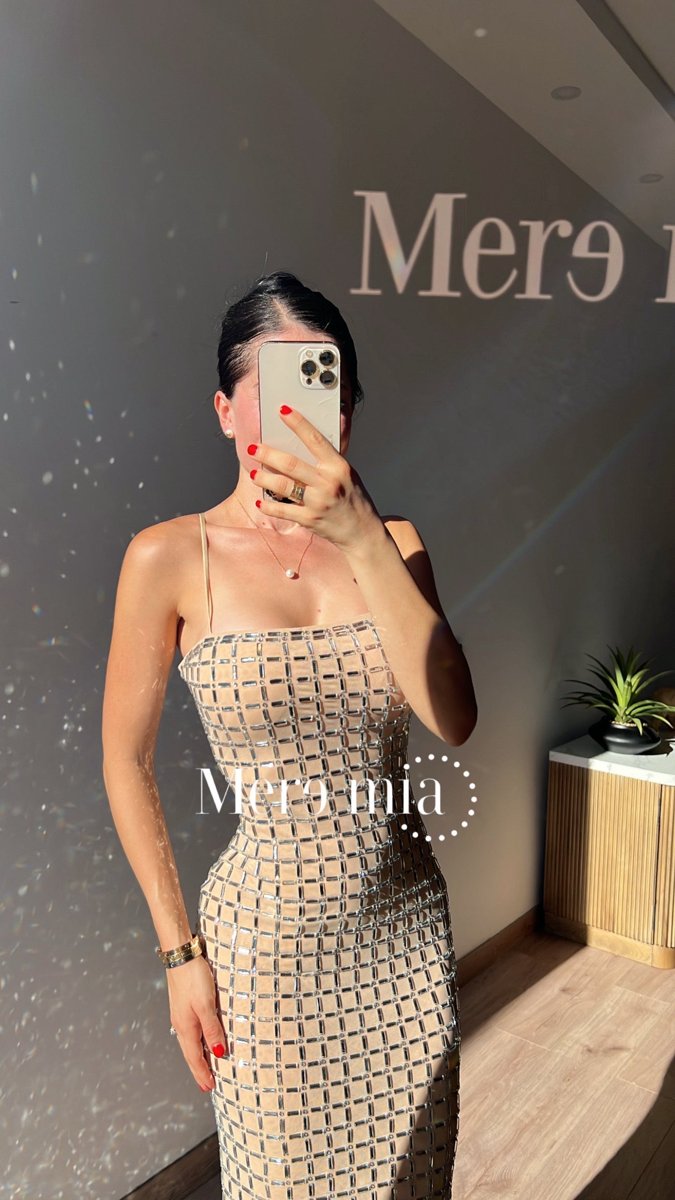 Vestido apl largo cuadros