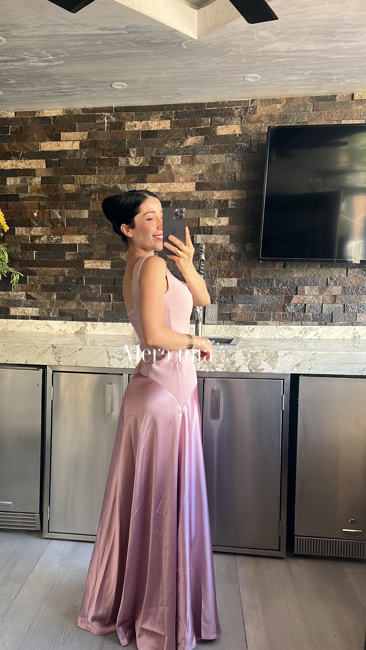Vestido rosa sat largo