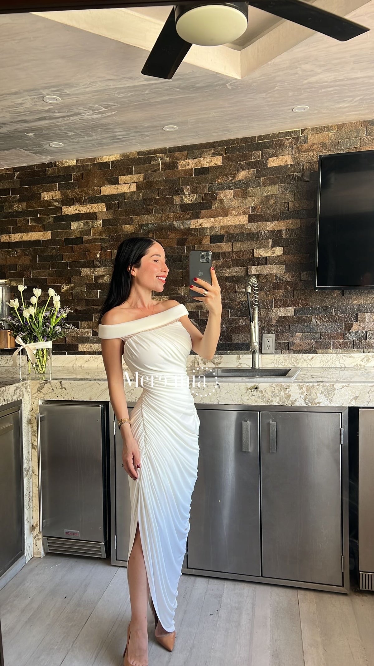 Vestido plisado malla tira